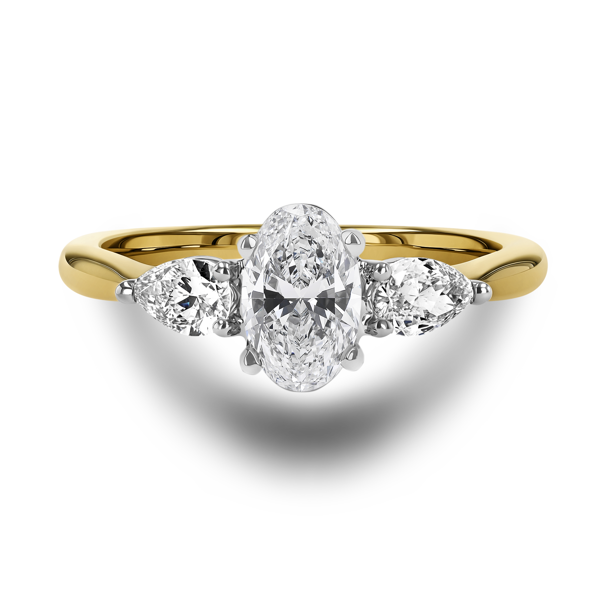 Oval and Pearshaped Three Stone Diamond Ring Oval Cut, Four Claw Set_2
