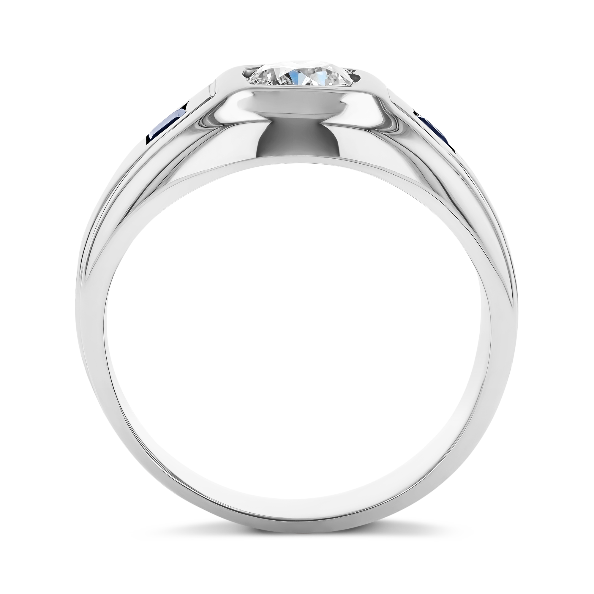 Art Deco Old European Cut Diamond and Sapphire Ring Old European Cut, Claw Set_3