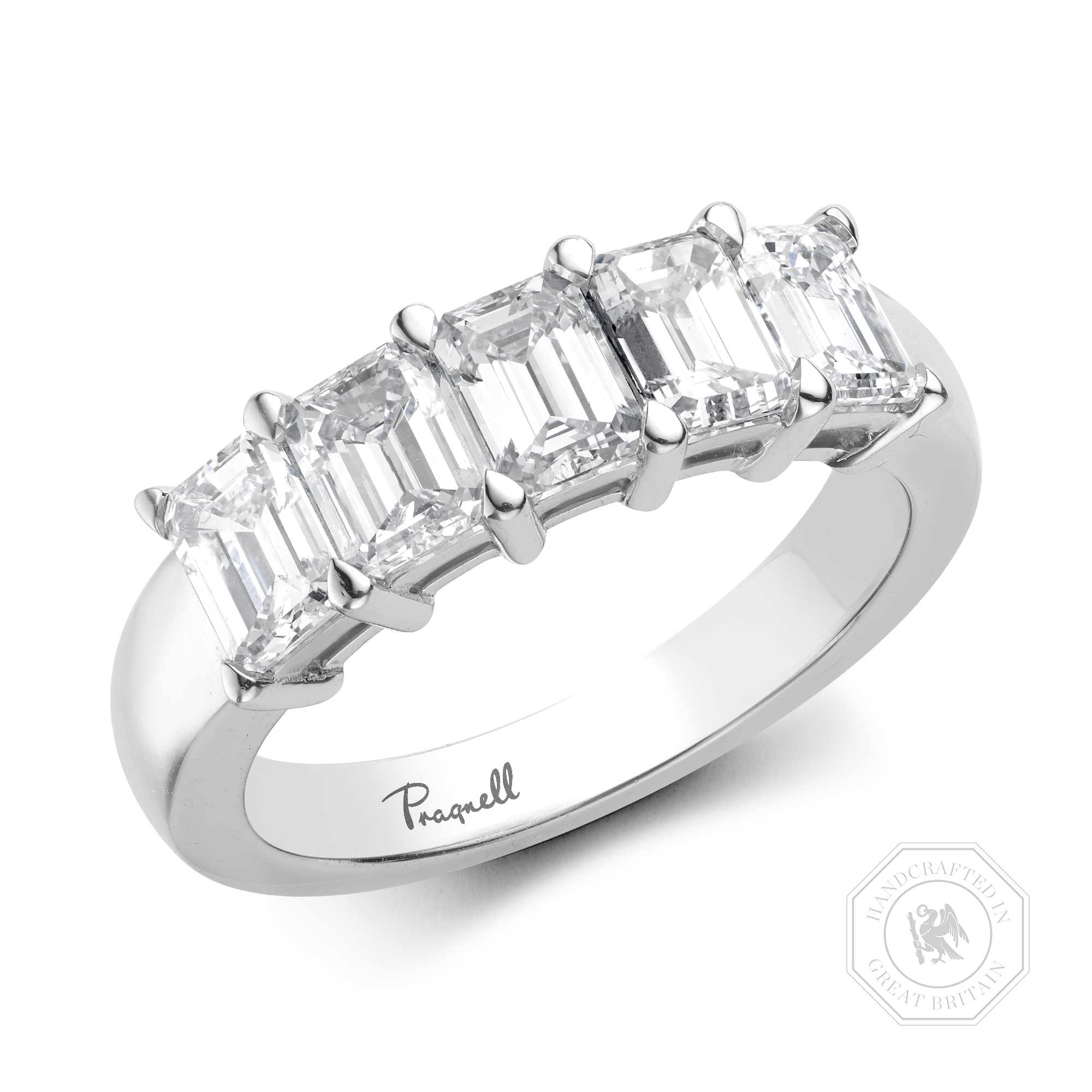 Five Stone Diamond Ring Emerald Cut, Claw Set_1