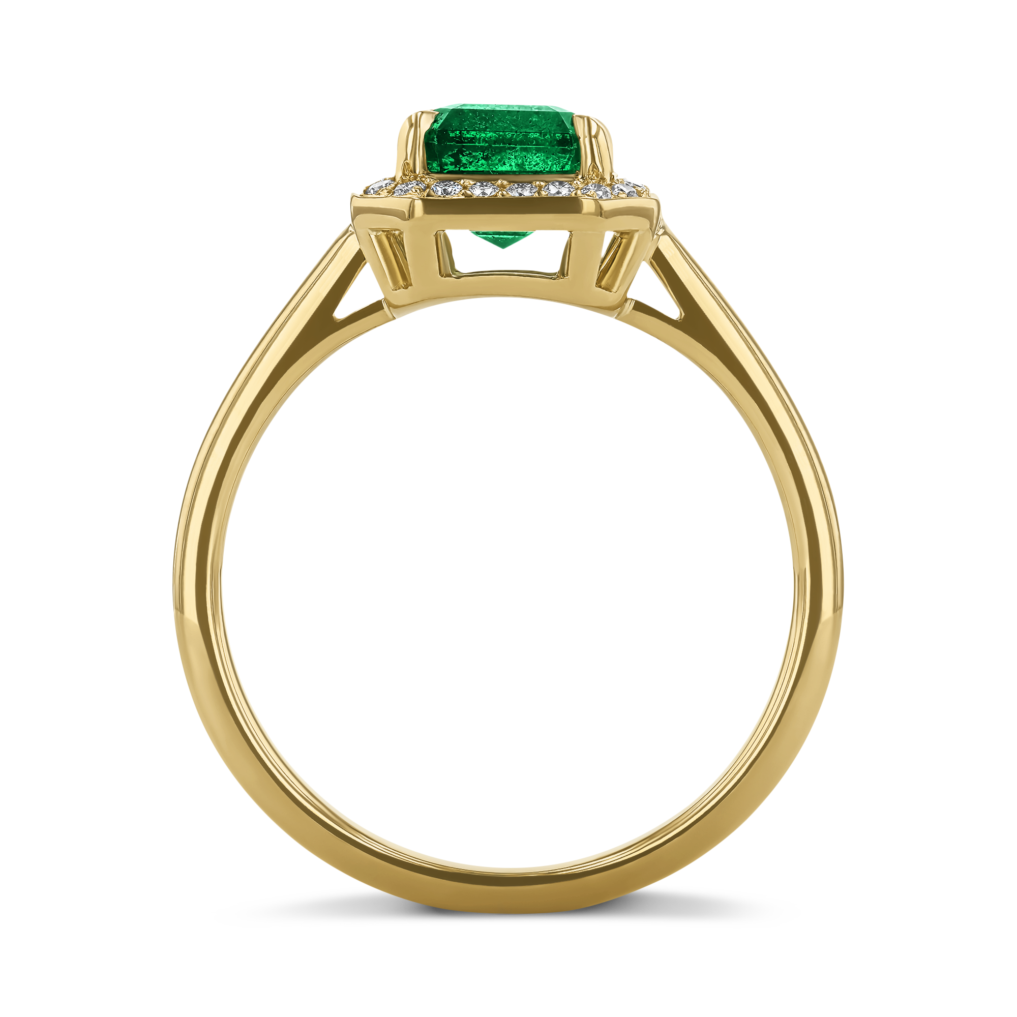 Octagonal Cut 1.50ct Zambian Emerald and Diamond Ring Octagonal Cut, Claw Set_3