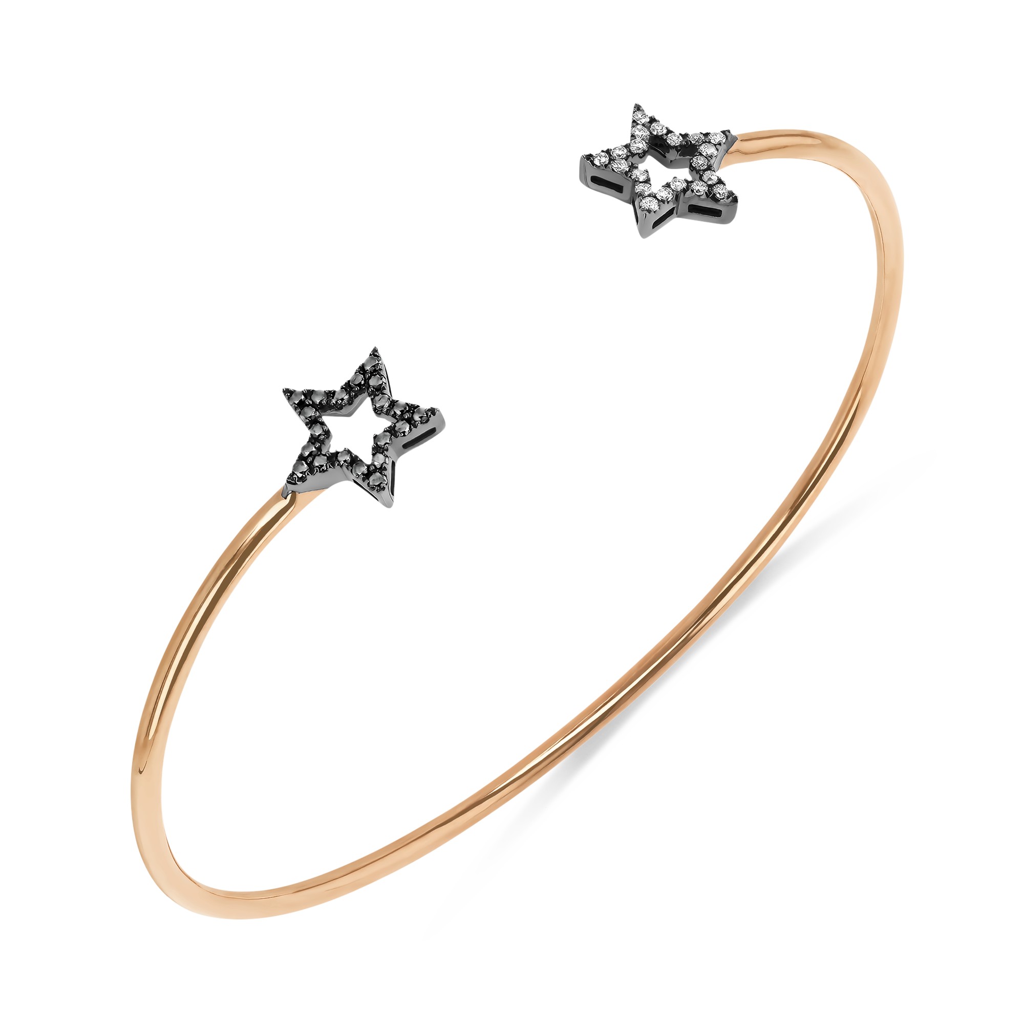 Rosa De La Cruz Star Black and Brown Diamond Bangle Brilliant Cut, Pavé Set_2