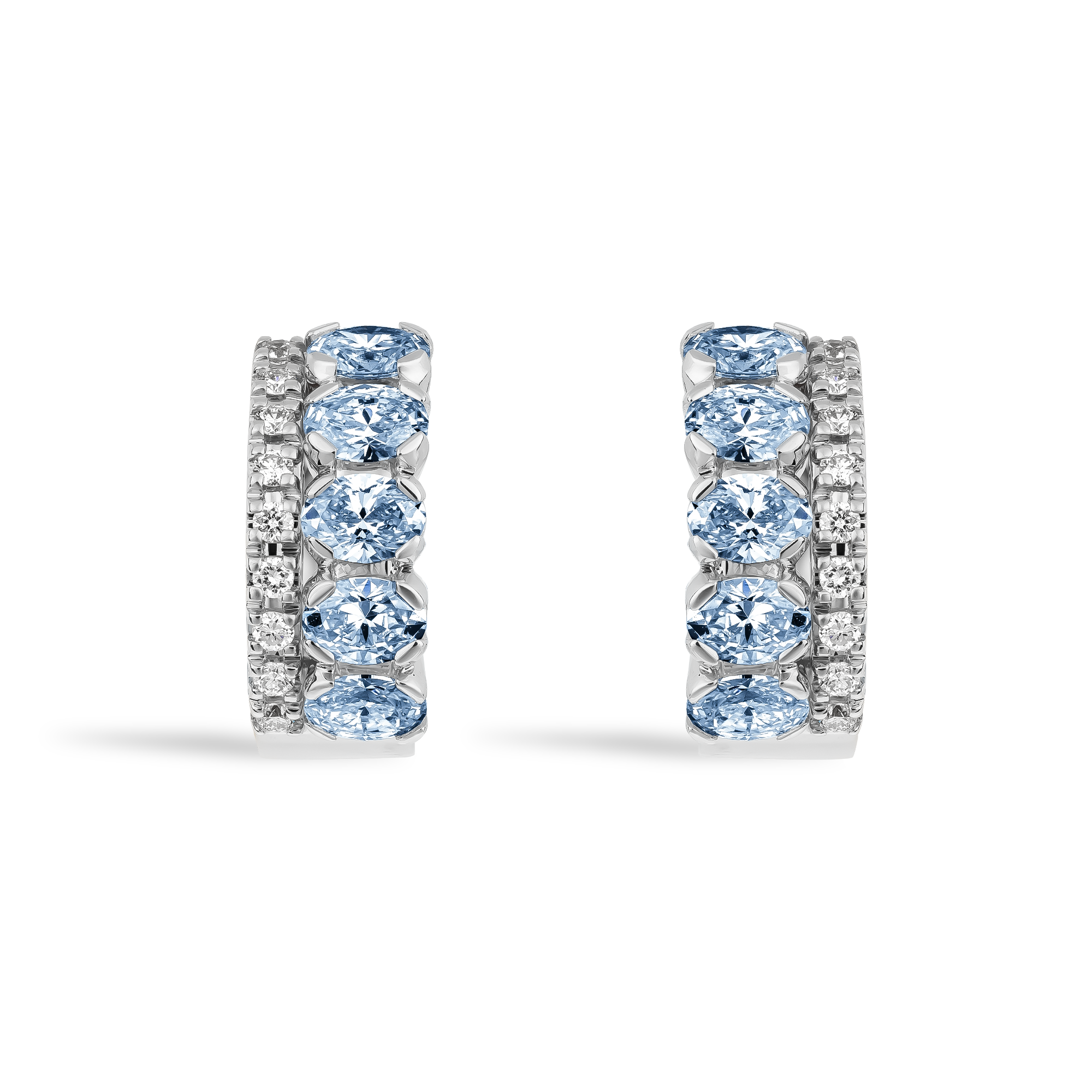 Oval Cut 1.34ct Aquamarine and Diamond Hoop Earrings Oval Cut, Claw Set_2