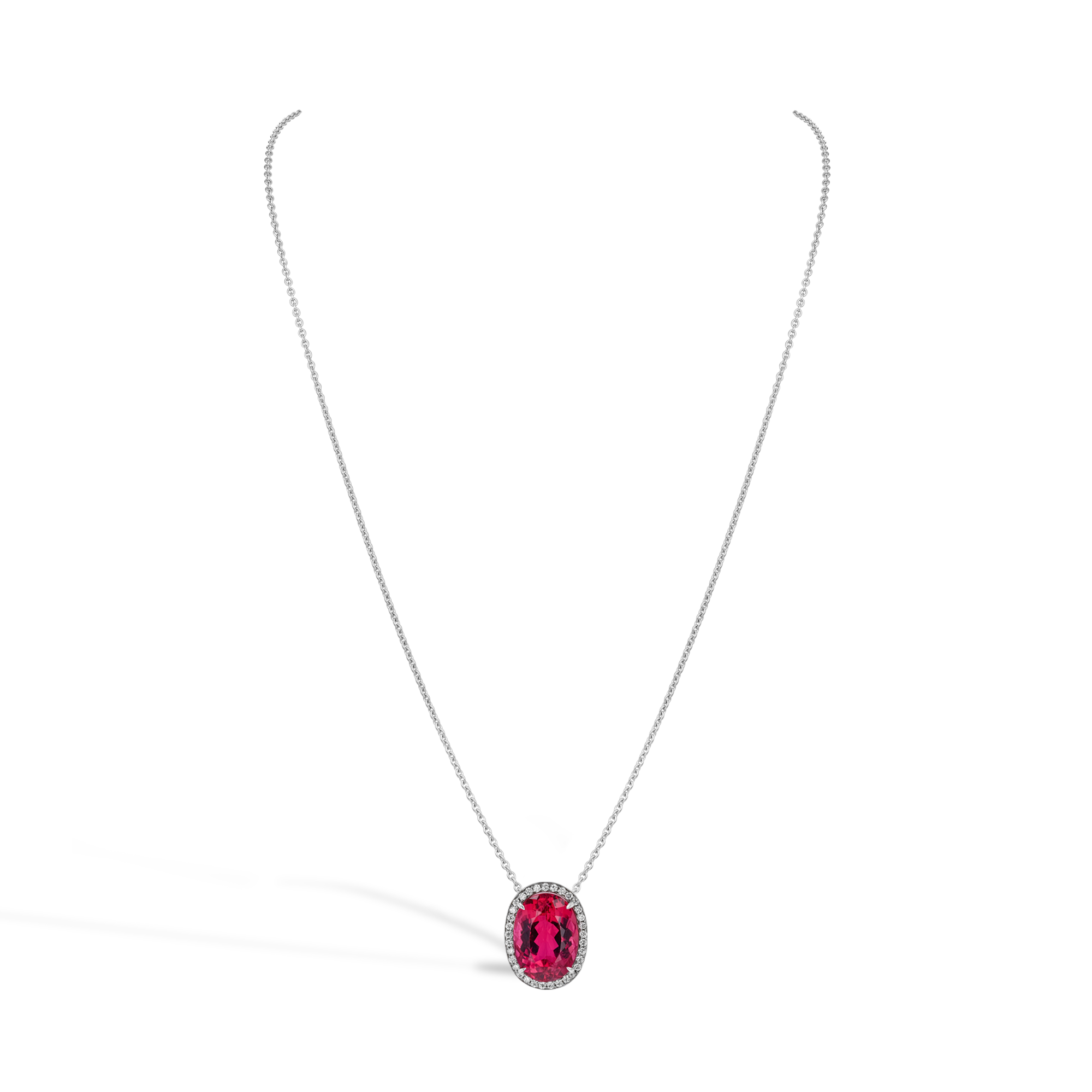 Oval Cut Rubellite Tourmaline Pendant Oval Cut, Four Claw Set_2