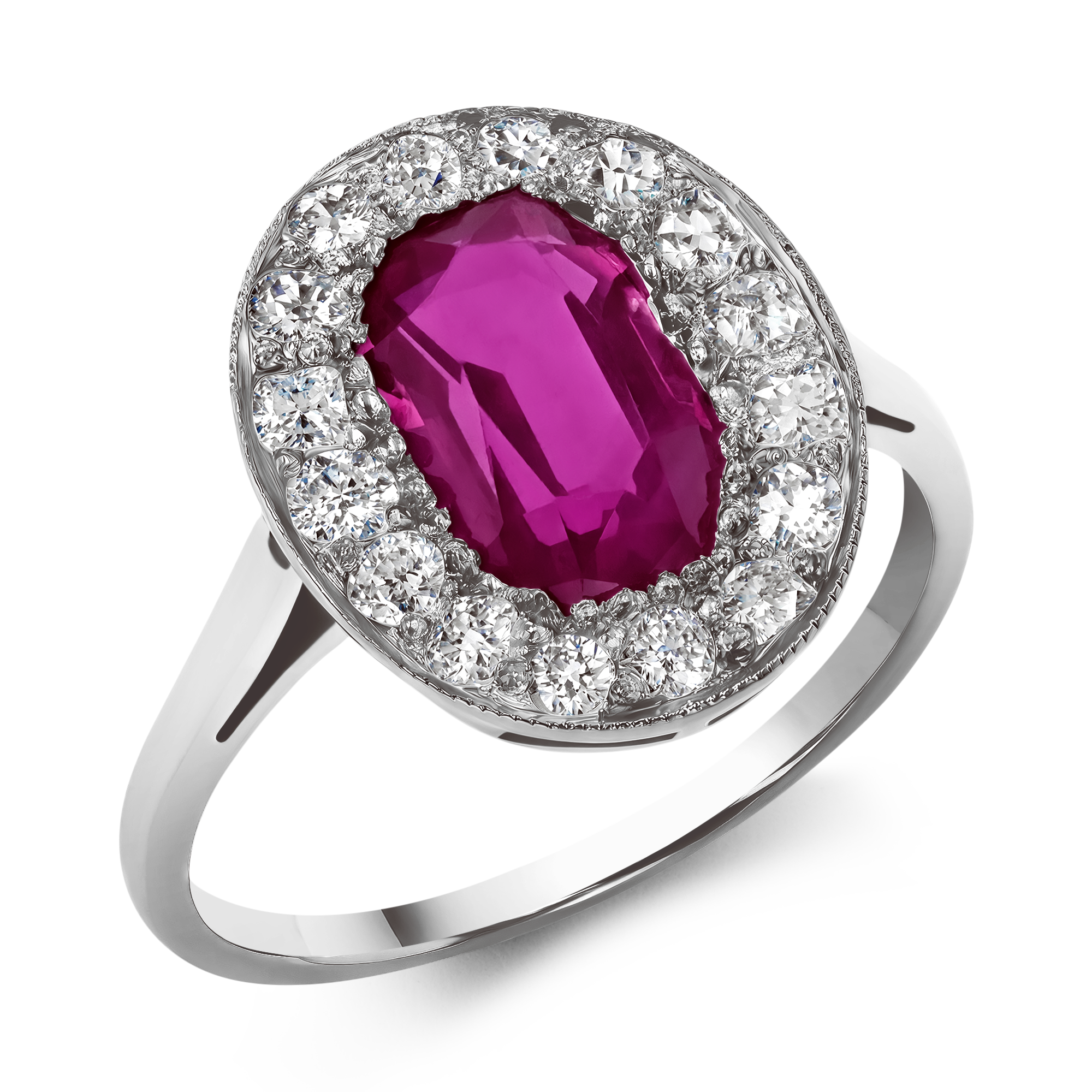 Edwardian Burmese Ruby Ring Oval & Old Mine Cut, Grain Set_1