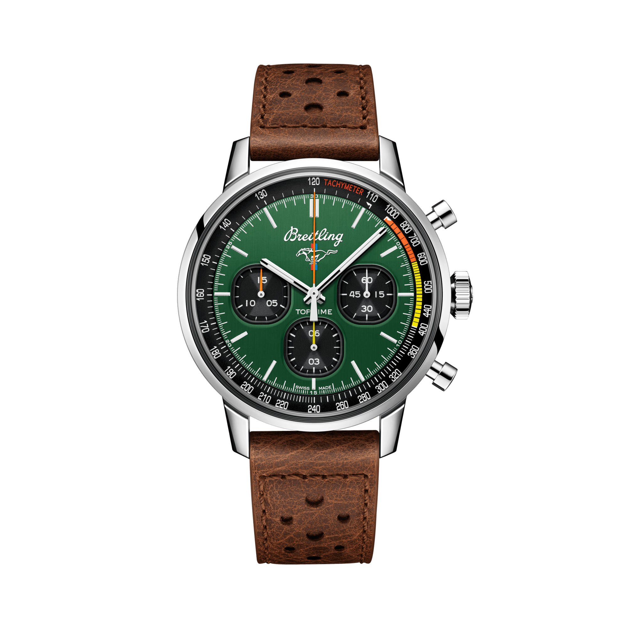 Breitling Top Time Ford Mustang 42mm, Green Dial, Baton Numeral_1