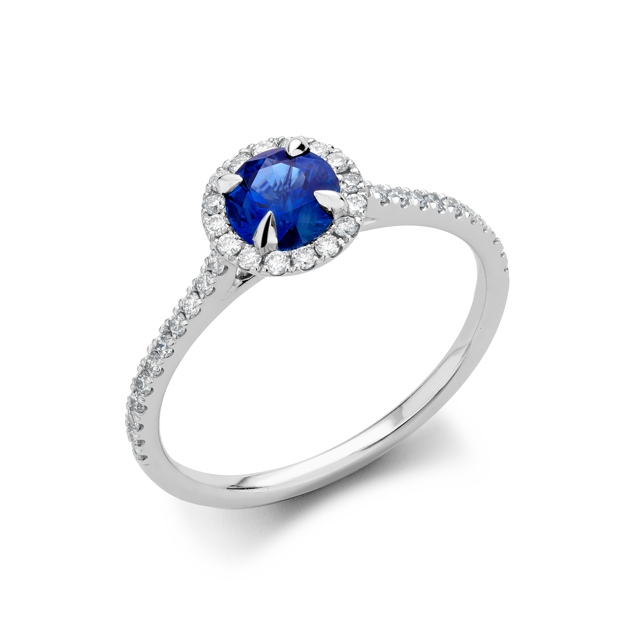 Sapphire and Diamond Cluster Ring Brilliant Cut, Claw & Grain Set_1