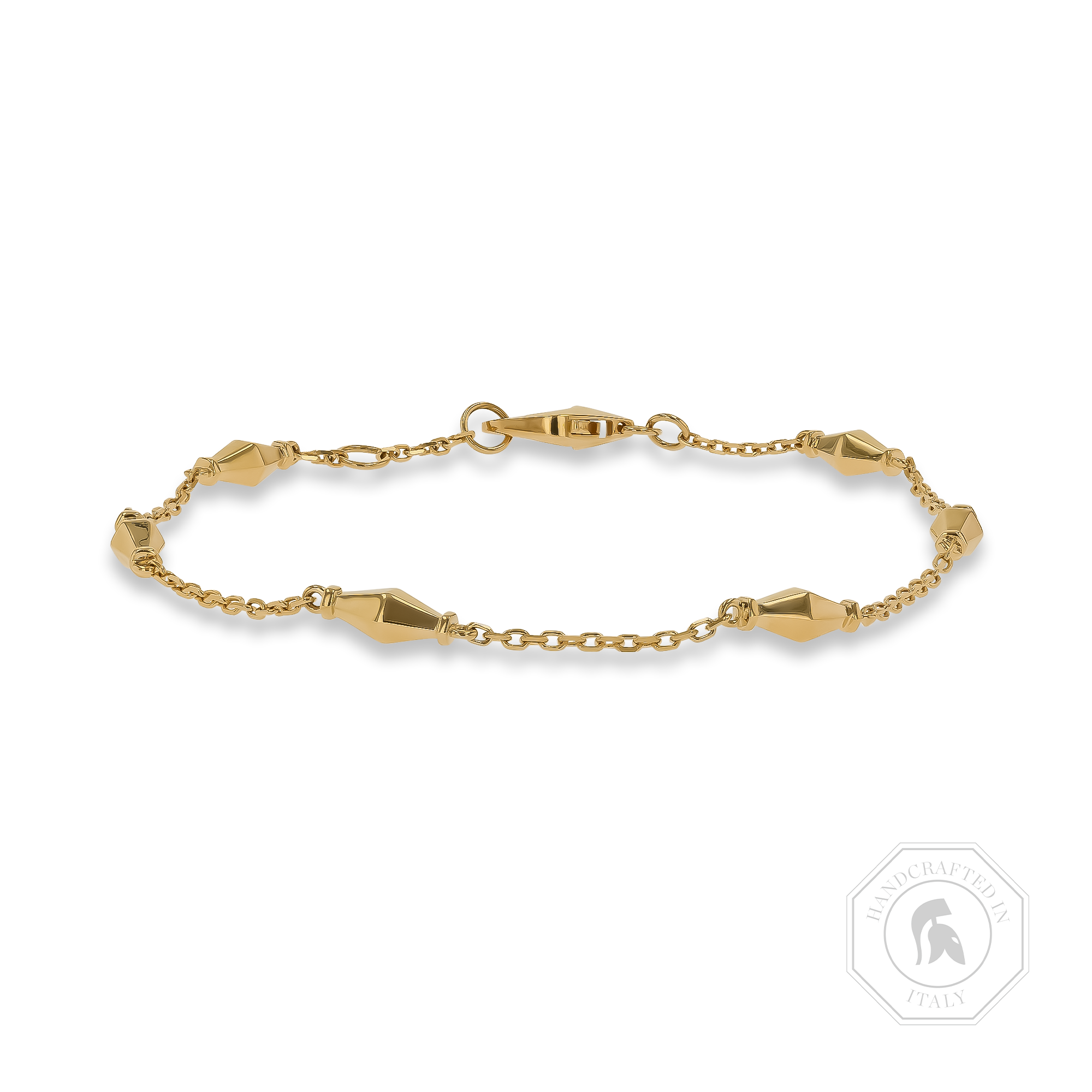 Mini-Cleopatra Gold Faceted Barrel Link Chain Bracelet _1