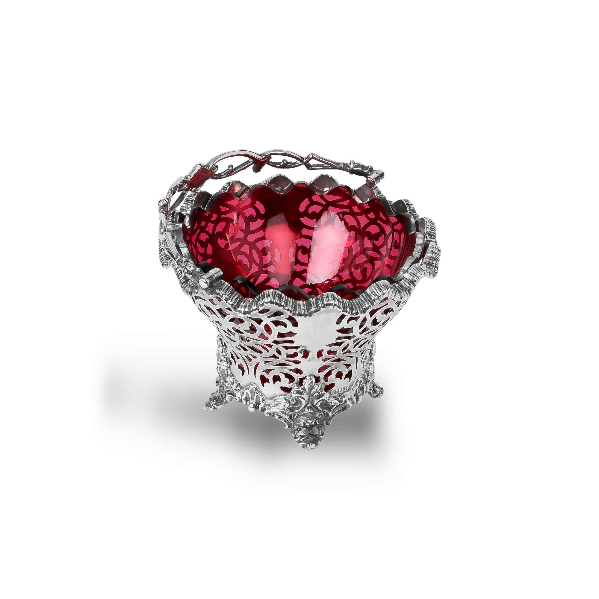 Victorian Silver Ruby Lined Bon Bon Dish Hallmarked Sheffield_3