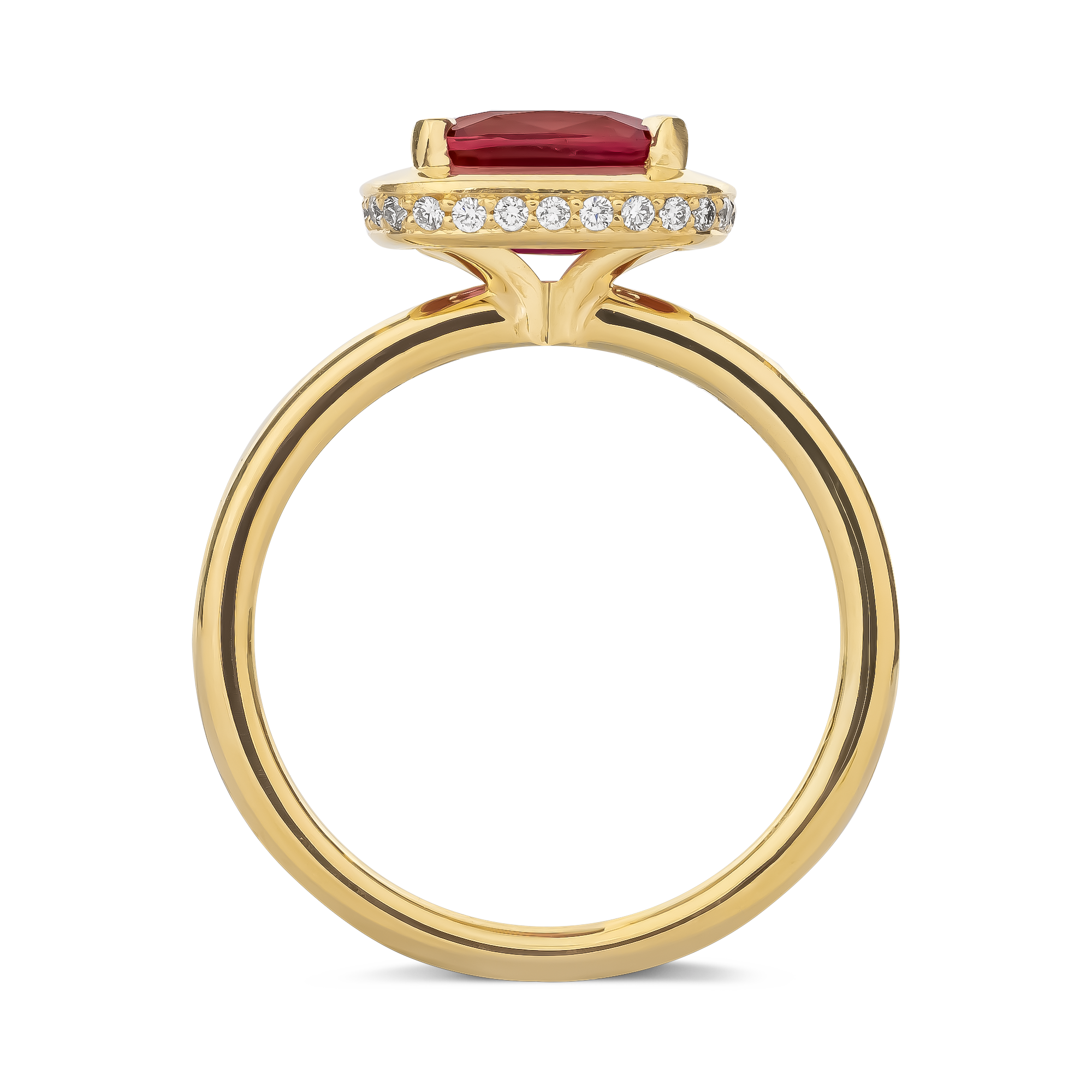 Skmming Stone 2.04ct Mozambique Ruby and Diamond Ring Modern Cushion Cut, Claw Set_3