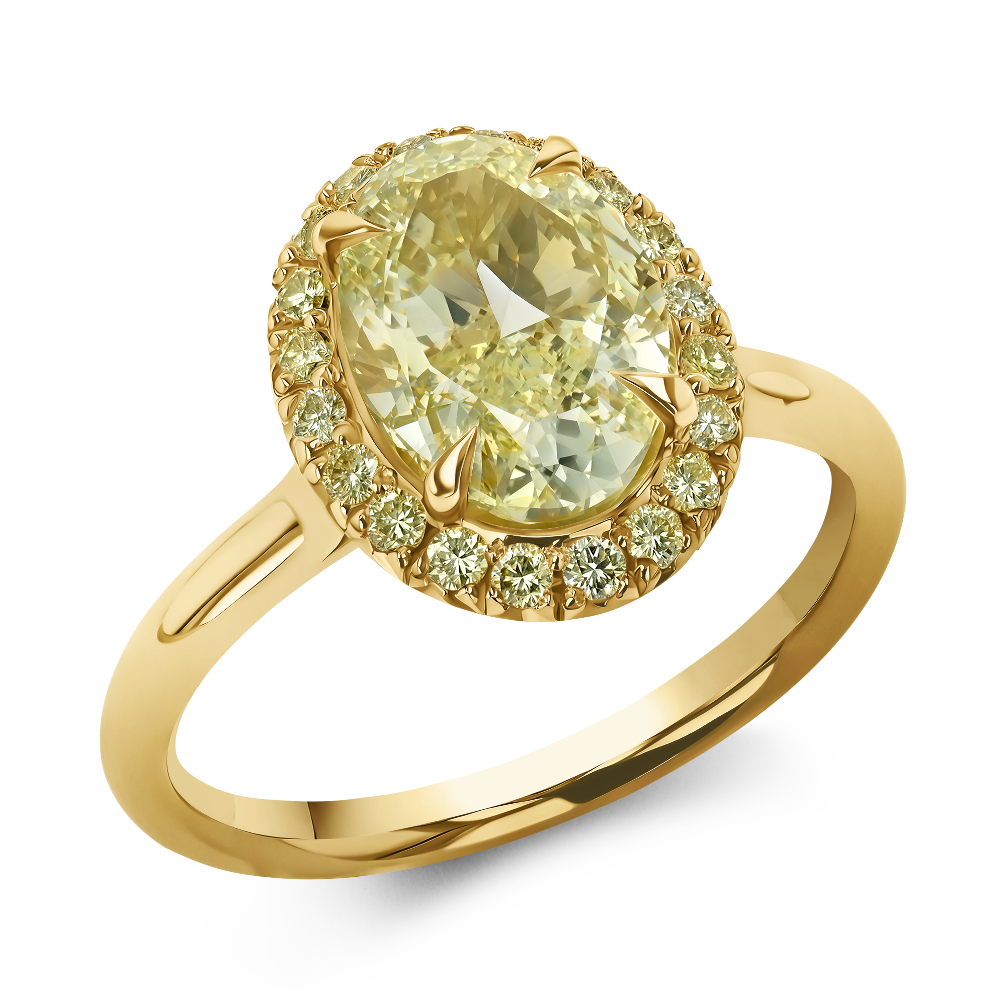 Celestial 3.01ct Fancy Yellow Diamond Cluster Ring Oval Cut, Claw Set_1