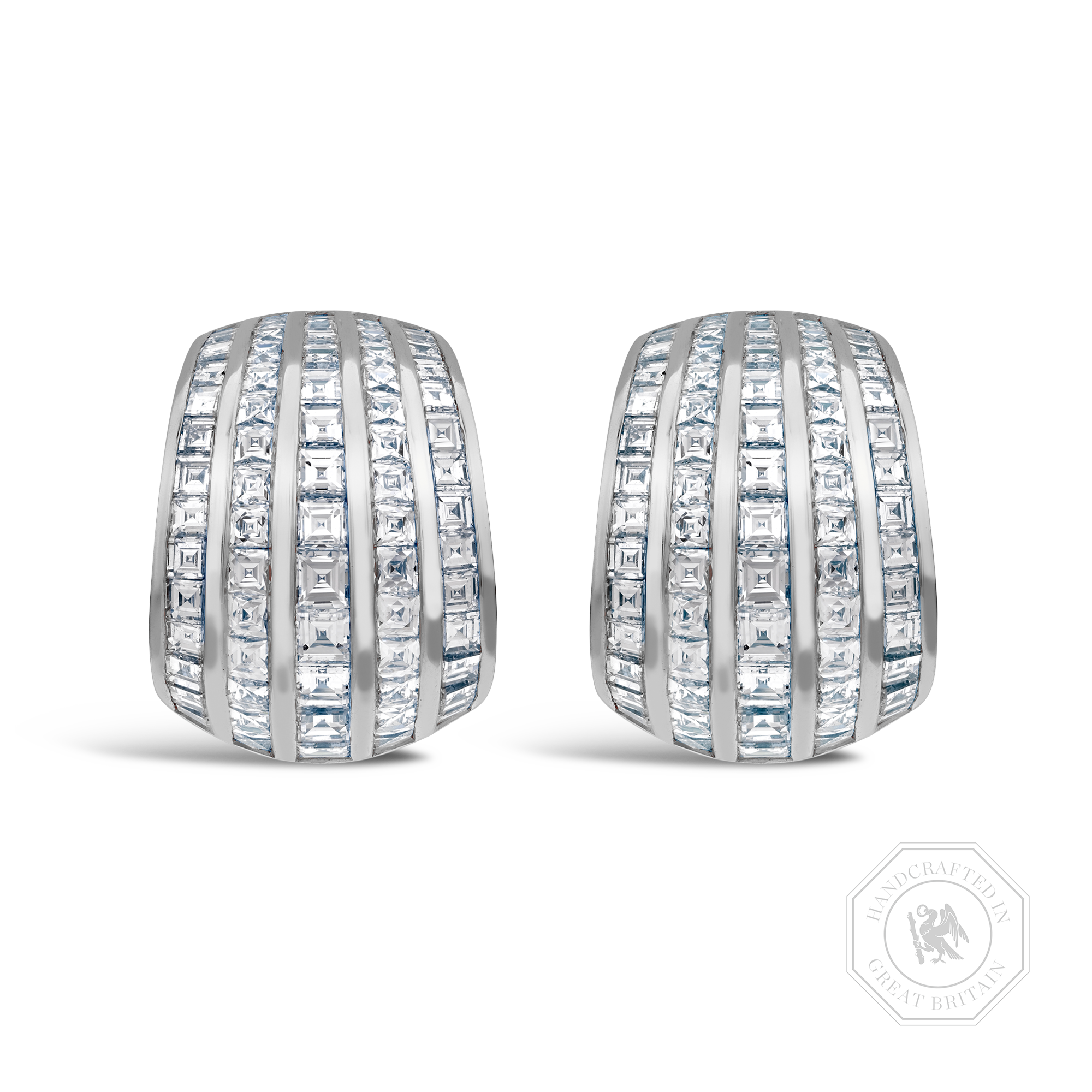 Manhattan Classic Huggie Earrings Carré & French Cut, Channel Set_1