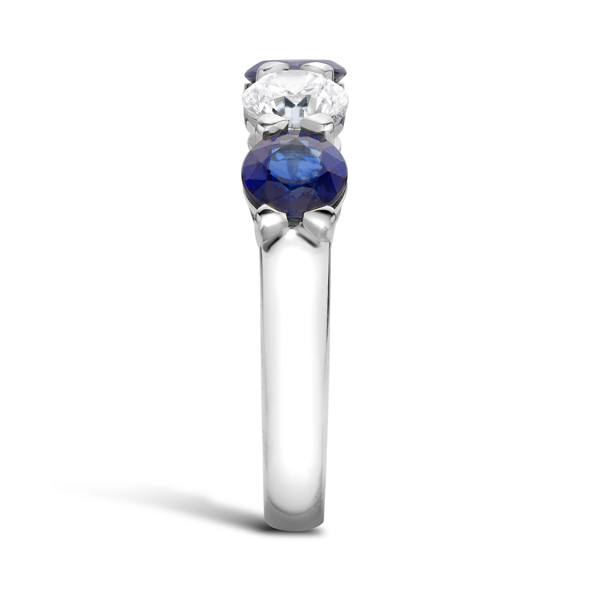 Five Stone Sapphire and Diamond  Ring Round Brilliant Cut, Claw Set_4