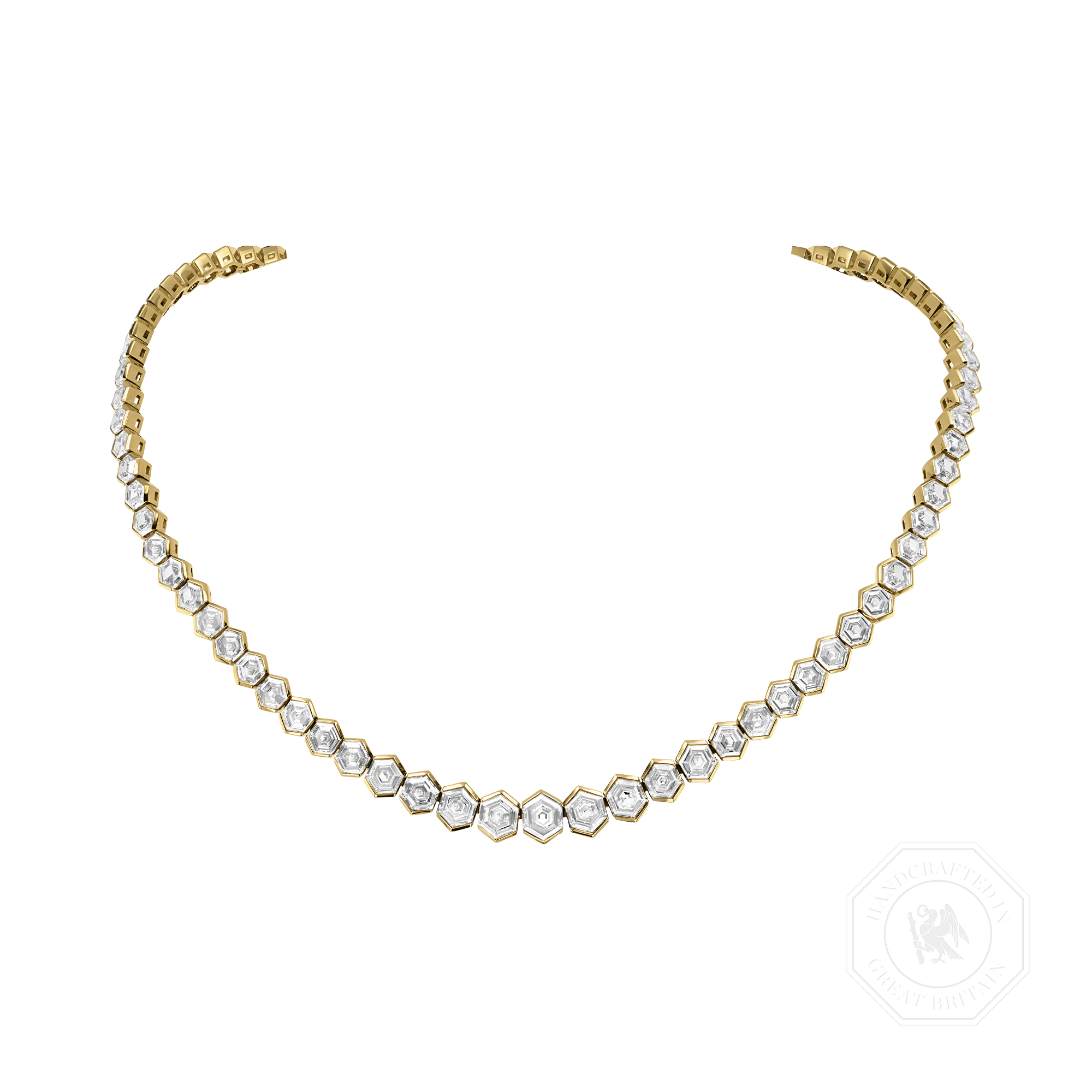 Masterpiece Honeycomb 34.01ct Diamond Necklace Hexagonal Cut, Rubover Set_1