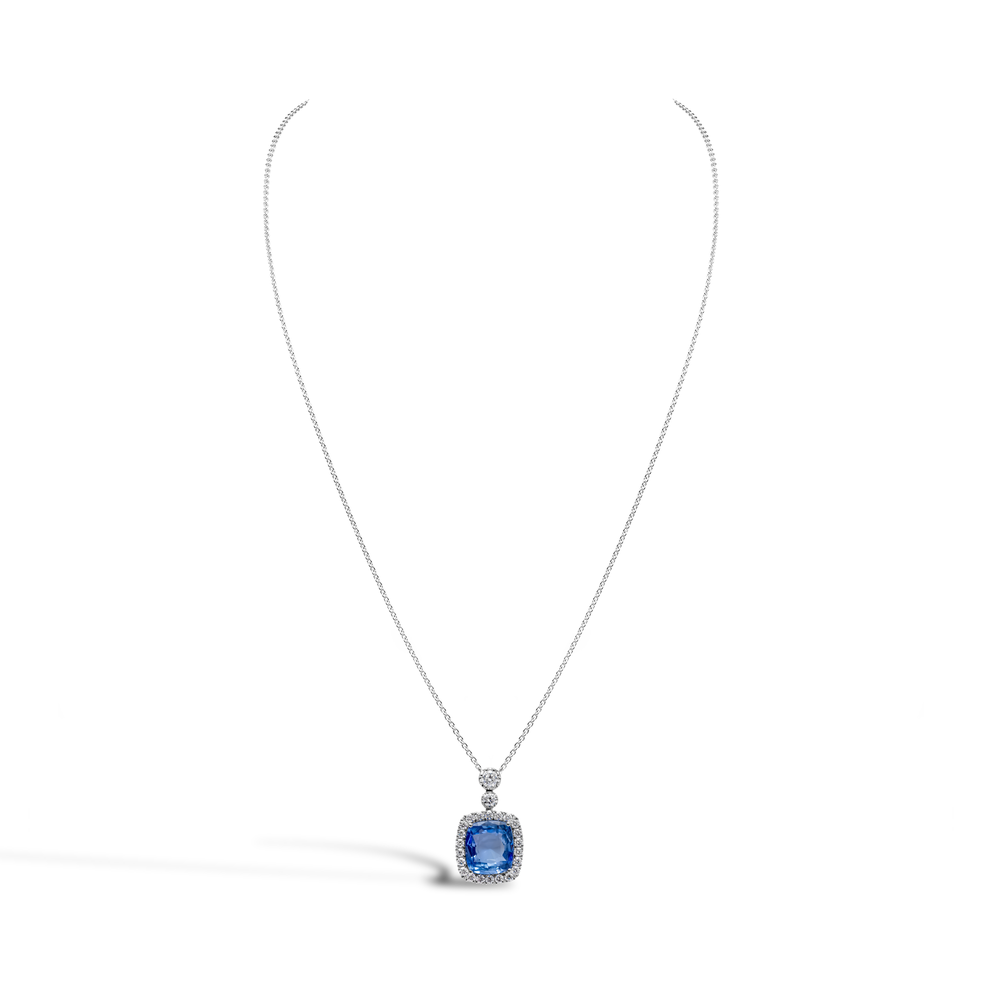 Antique Cushion Cut 5.06ct Sri Lanka Sapphire and Diamond Pendant Antique Cushion Cut, Claw Set_2