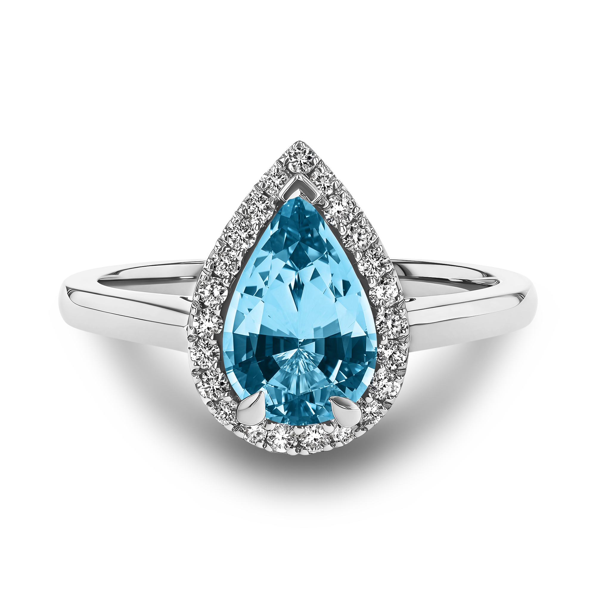 Pear Shape Aquamarine and Diamond Ring Pearshape, Claw Set_2