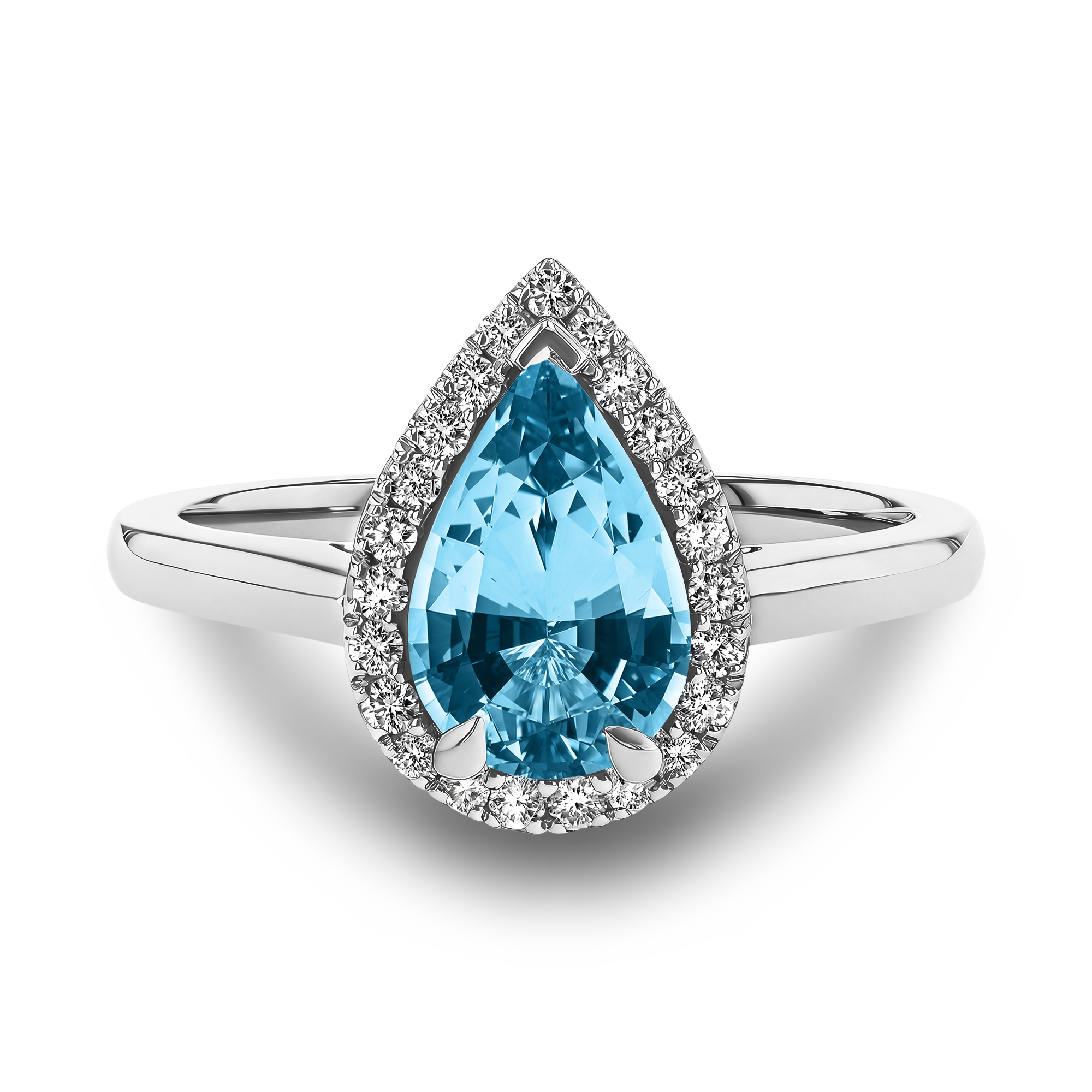 Pear Shape Aquamarine and Diamond Ring Pearshape, Claw Set_2