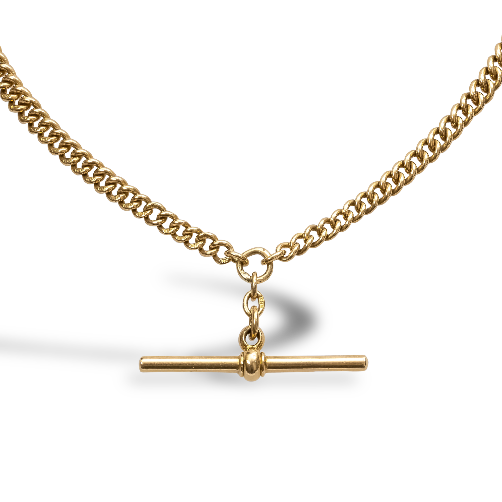 Gold Curb Link Chain T-Bar Pendant _2