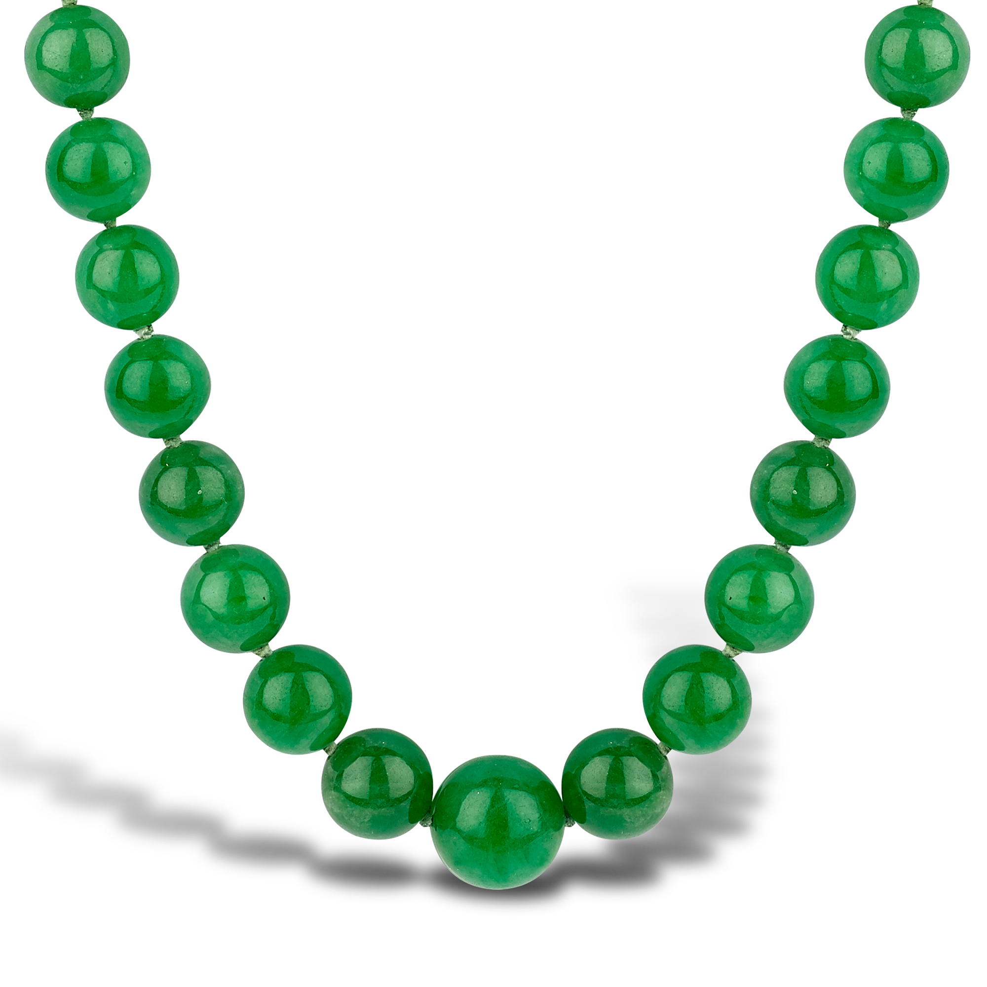 Edwardian Jade Bead Necklace Beaded Long Necklace, with Diamond Clasp_2