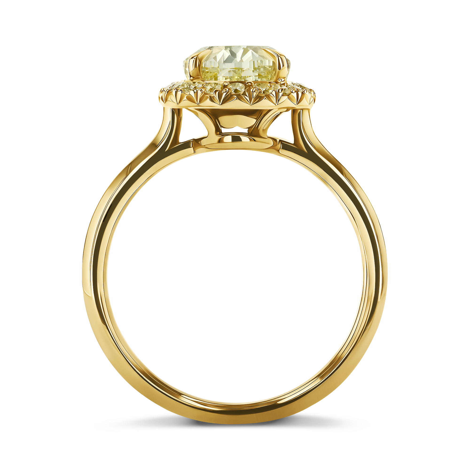 Celestial 3.01ct Fancy Yellow Diamond Cluster Ring Oval Cut, Claw Set_3