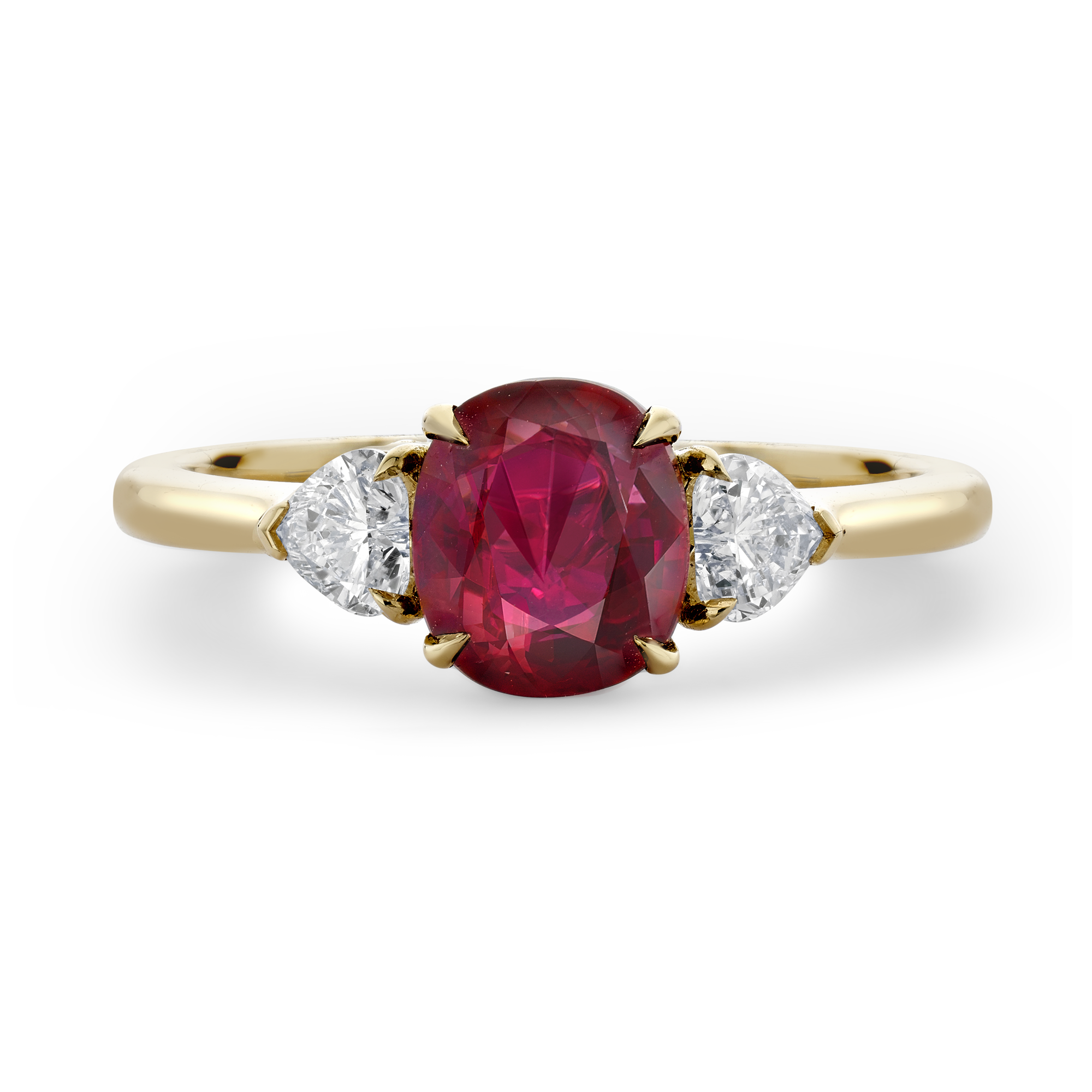 Mozambique Vivid Red Pigeon Blood Ruby and Diamond Ring Oval Cushion & Heart Cut, Claw Set_2