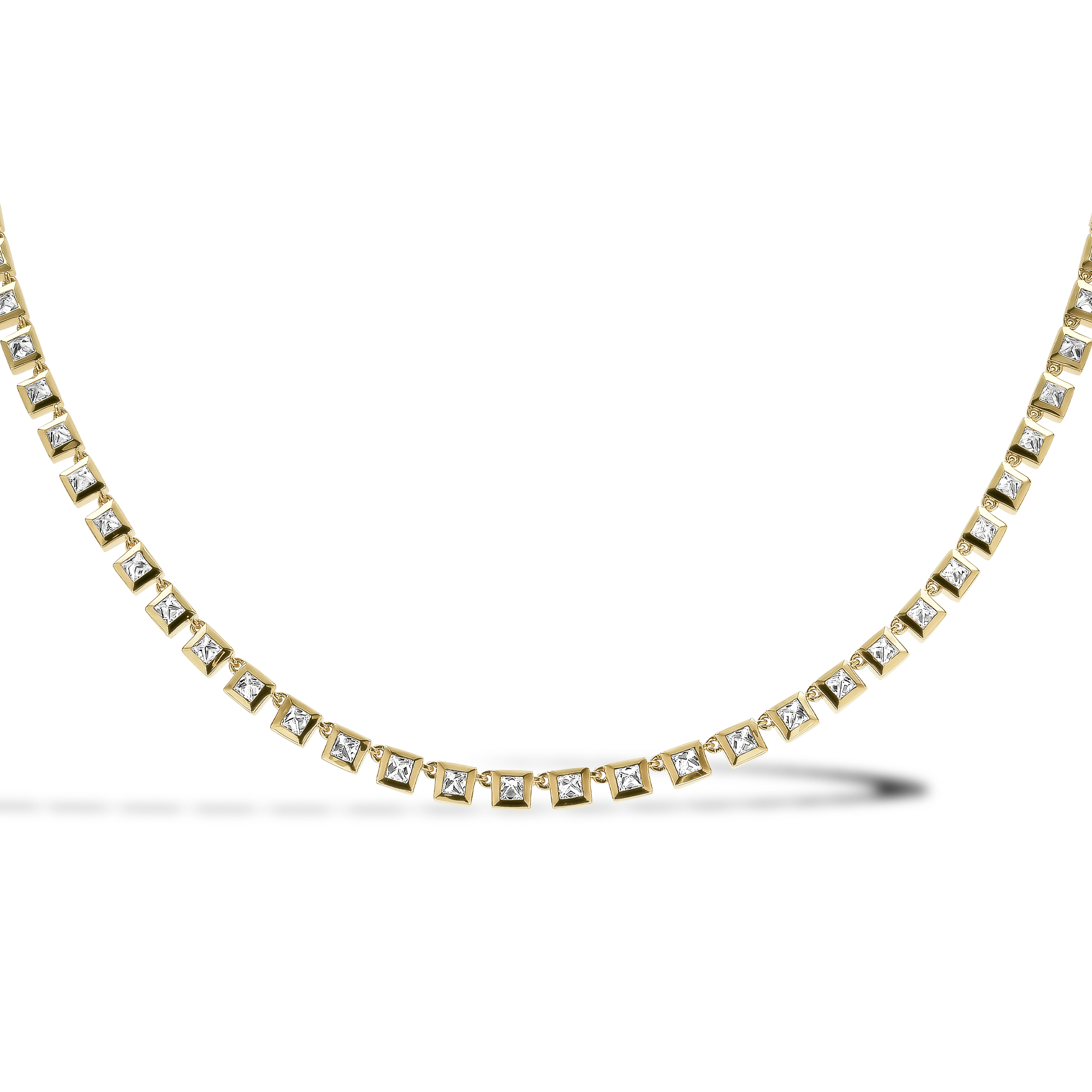 RockChic 5.93ct Inverted Princess Cut Diamond Necklace Princess Cut, Rubover Set_2