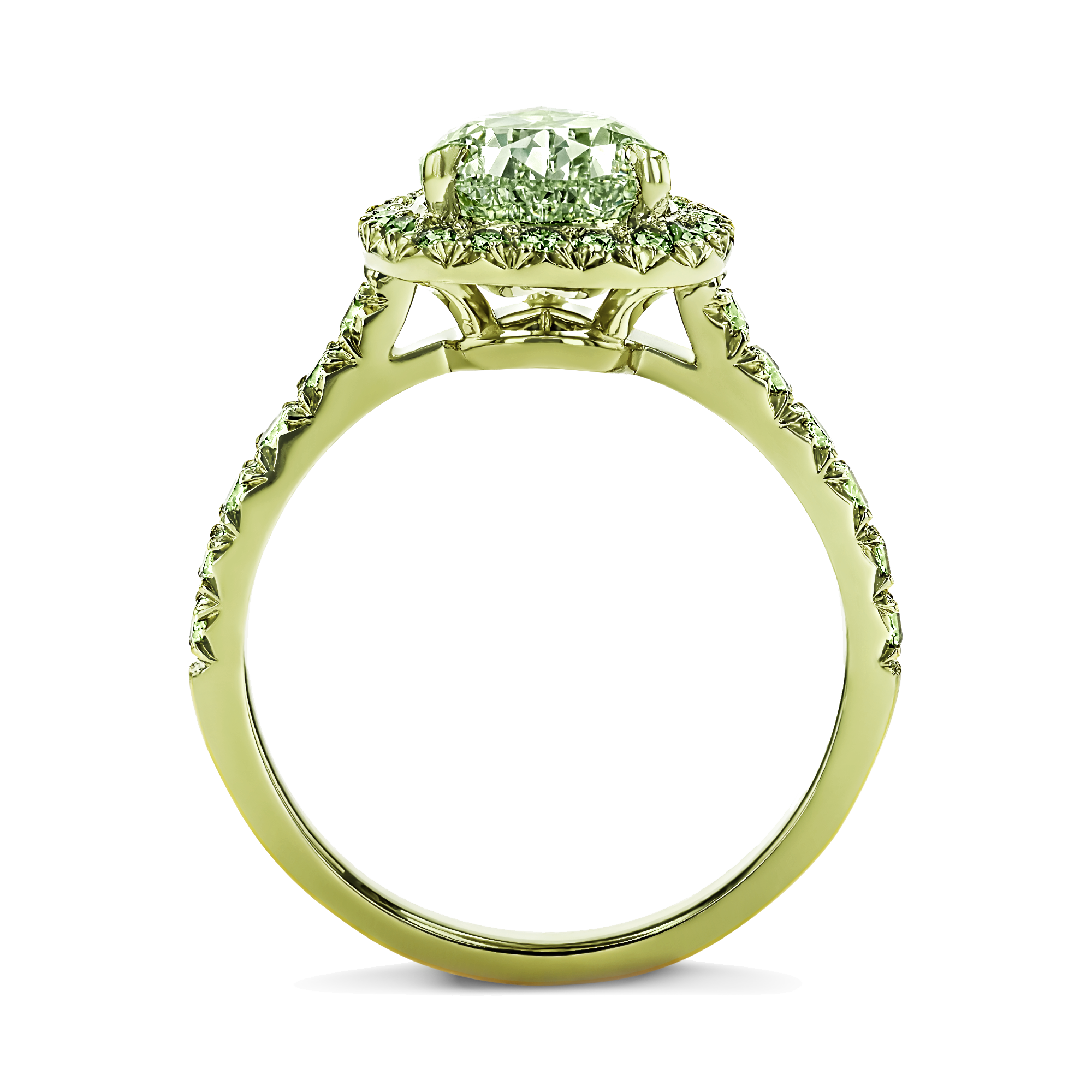 Masterpiece Celestial 3.00ct Fancy Yellowish-Green Diamond Cluster Ring Pearshape, Claw Set_3