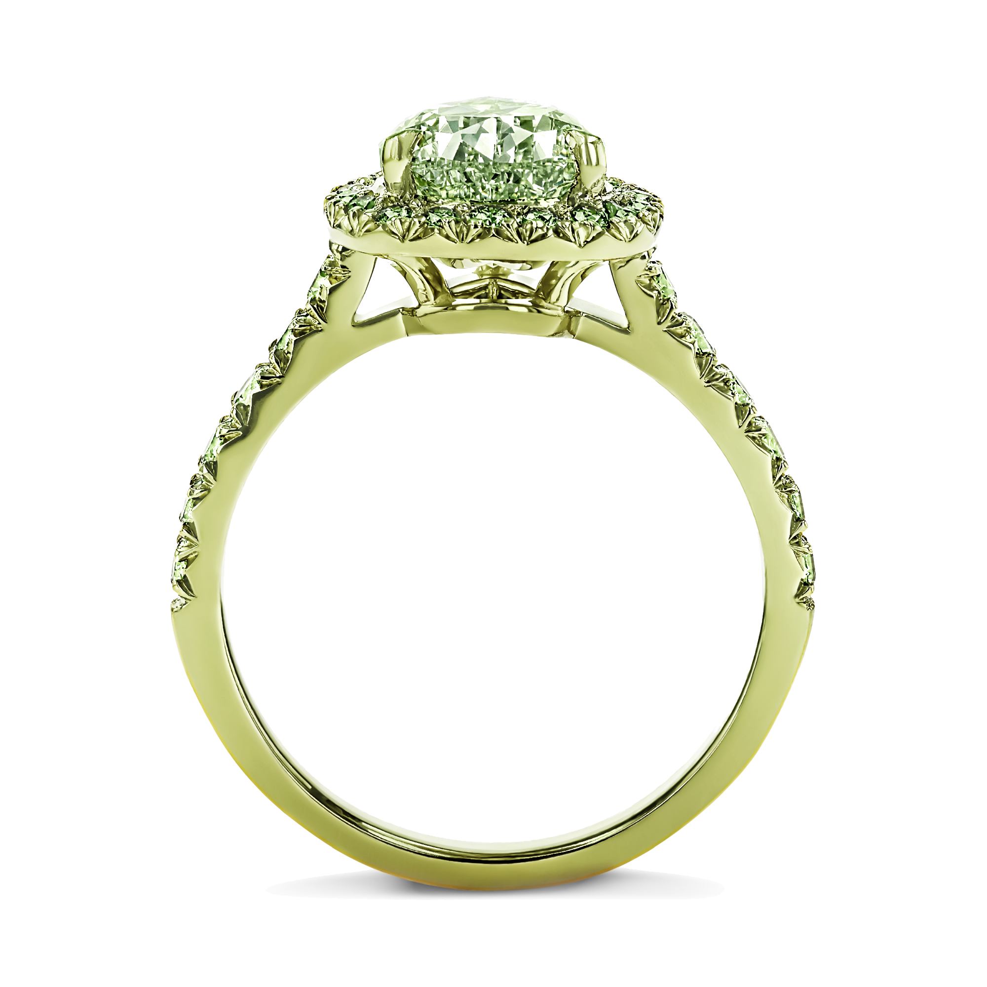 Masterpiece Celestial 3.00ct Fancy Yellowish-Green Diamond Cluster Ring Pearshape, Claw Set_3