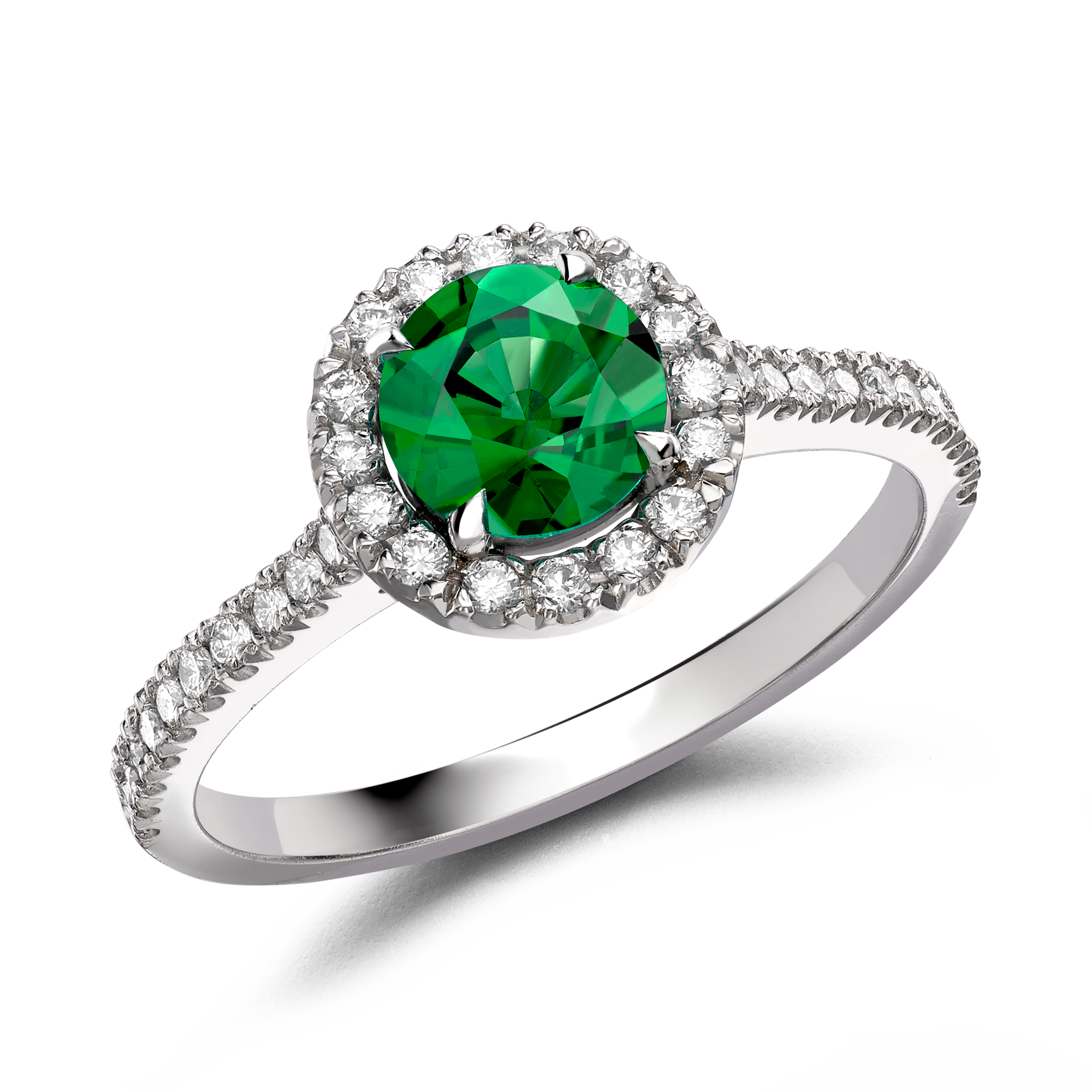 Celestial 0.69ct Emerald and Diamond Cluster Ring Brilliant cut, Claw set_1