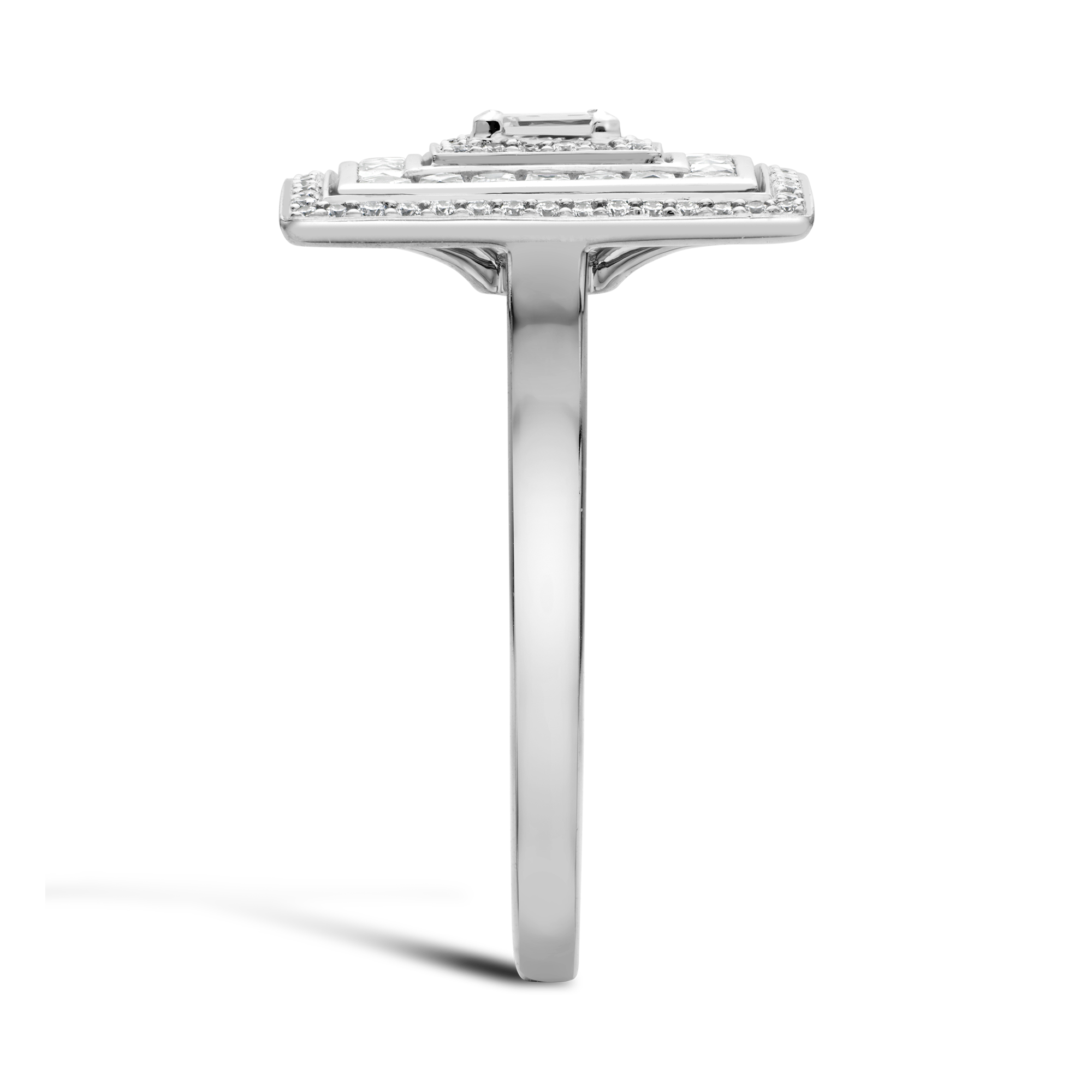 Carre cut Diamond Ripple Ring Carre Cut, Four Claw Set_4