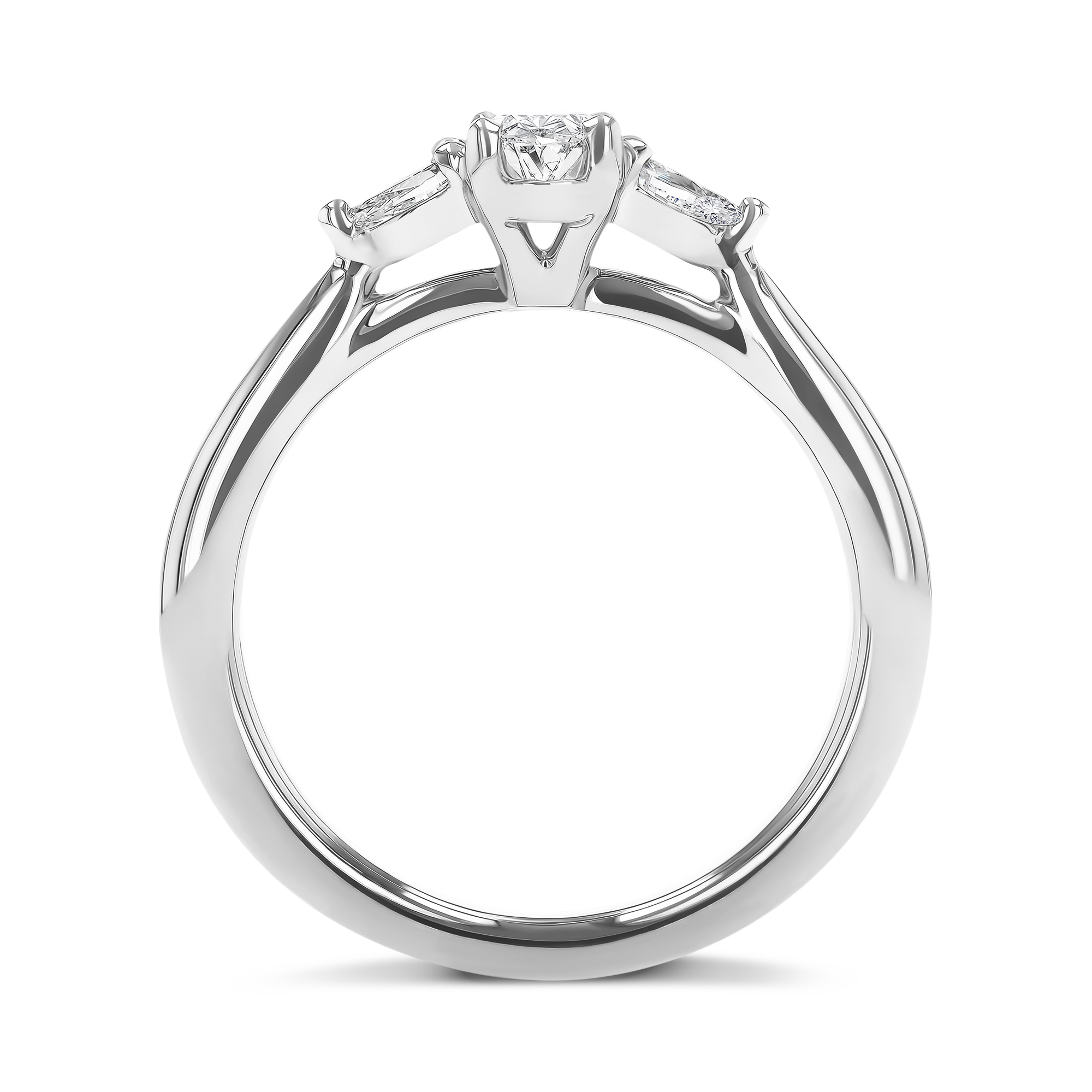 Classic 0.31ct Oval Cut Diamond Three Stone Ring Oval Cut, Claw Set_3