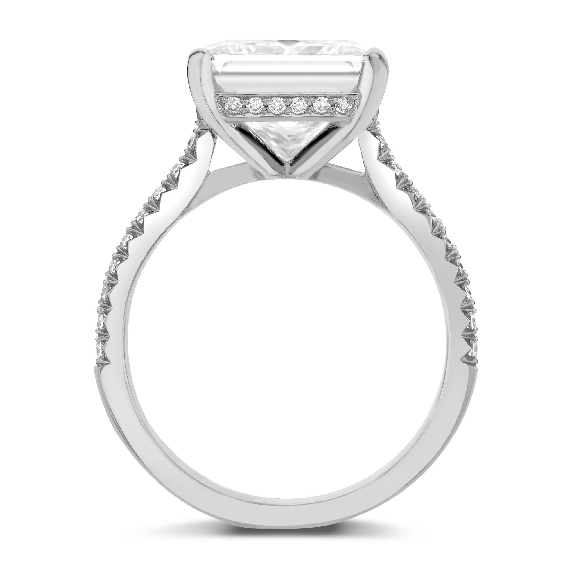 Diamond Solitaire Ring with Diamond Shoulders Princess Cut, Channel Set_3