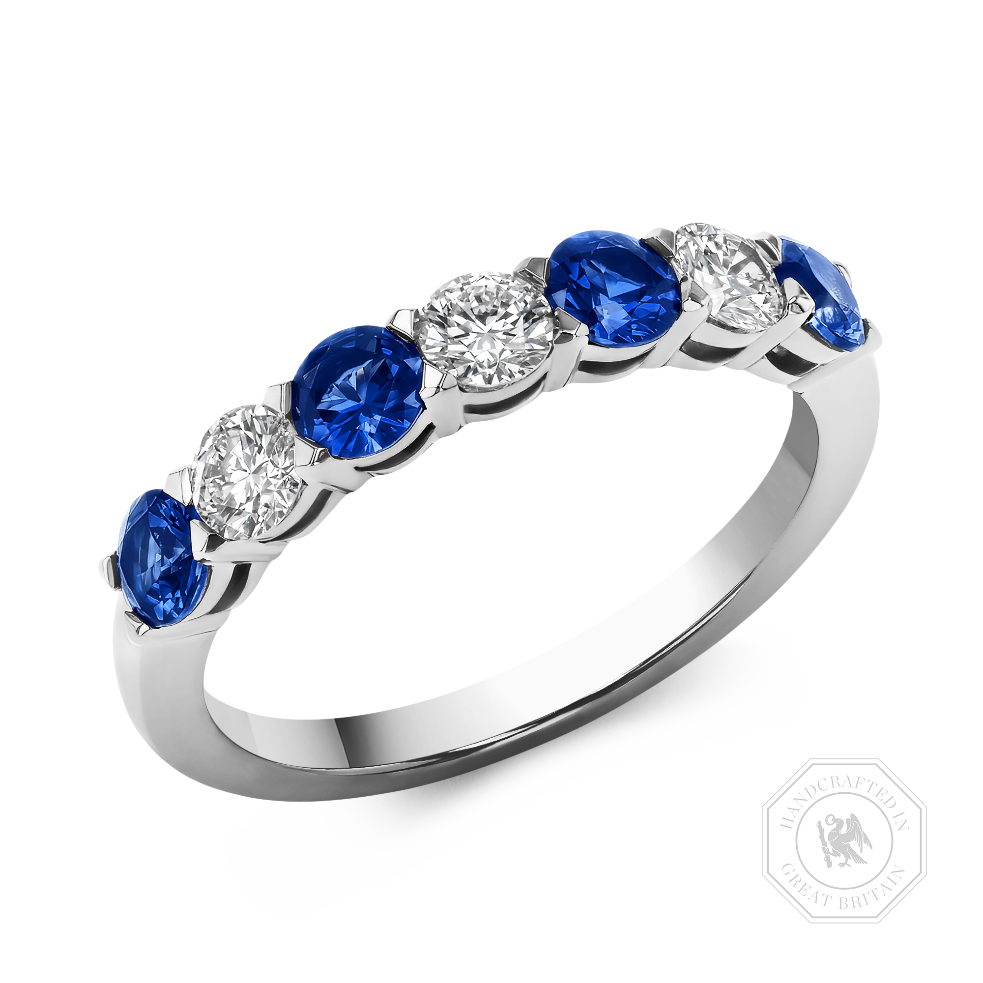 Seven Stone Sapphire and Diamond Ring Brilliant cut, Claw set_1