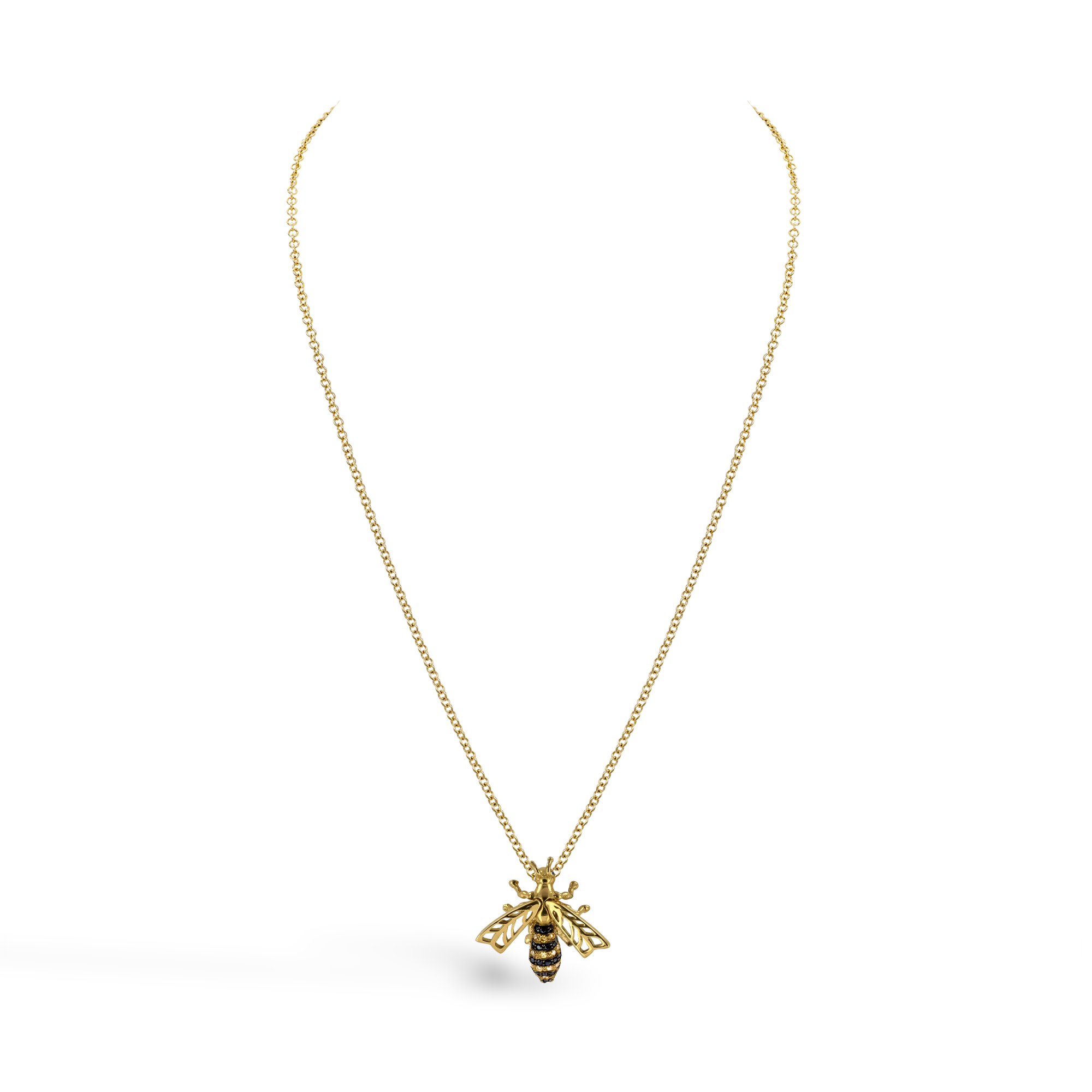 Brilliant Cut Yellow and Black Diamond Wasp Pendant Brilliant Cut, Grain Set_2