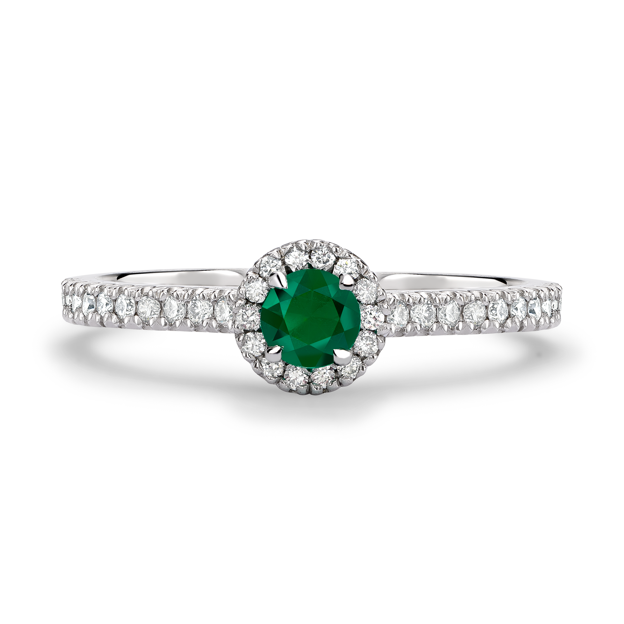 Round Brilliant Cut Emerald Ring Brilliant cut, Claw set_2