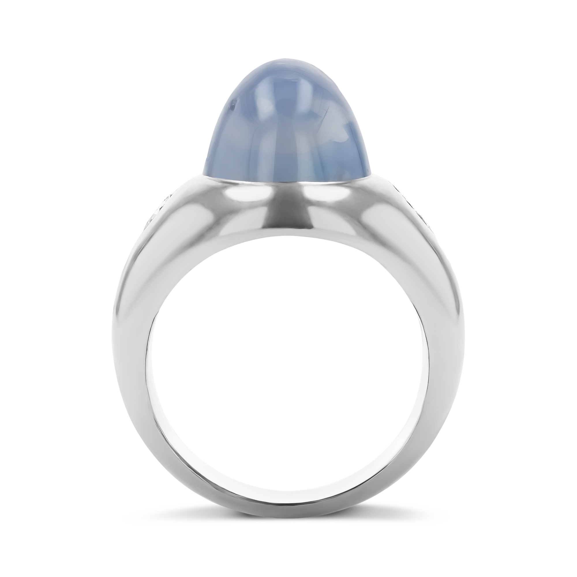 Art Deco Cabochon Cut Star Sapphire and Diamond Ring Cabochon Cut, Gypsy Set_3