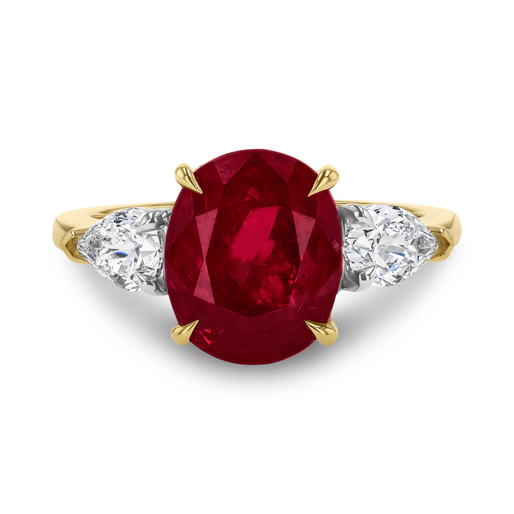 Masterpiece 5.52ct Kenyan Ruby and Diamond Ring Oval & Pear Shaped, Claw Set_2