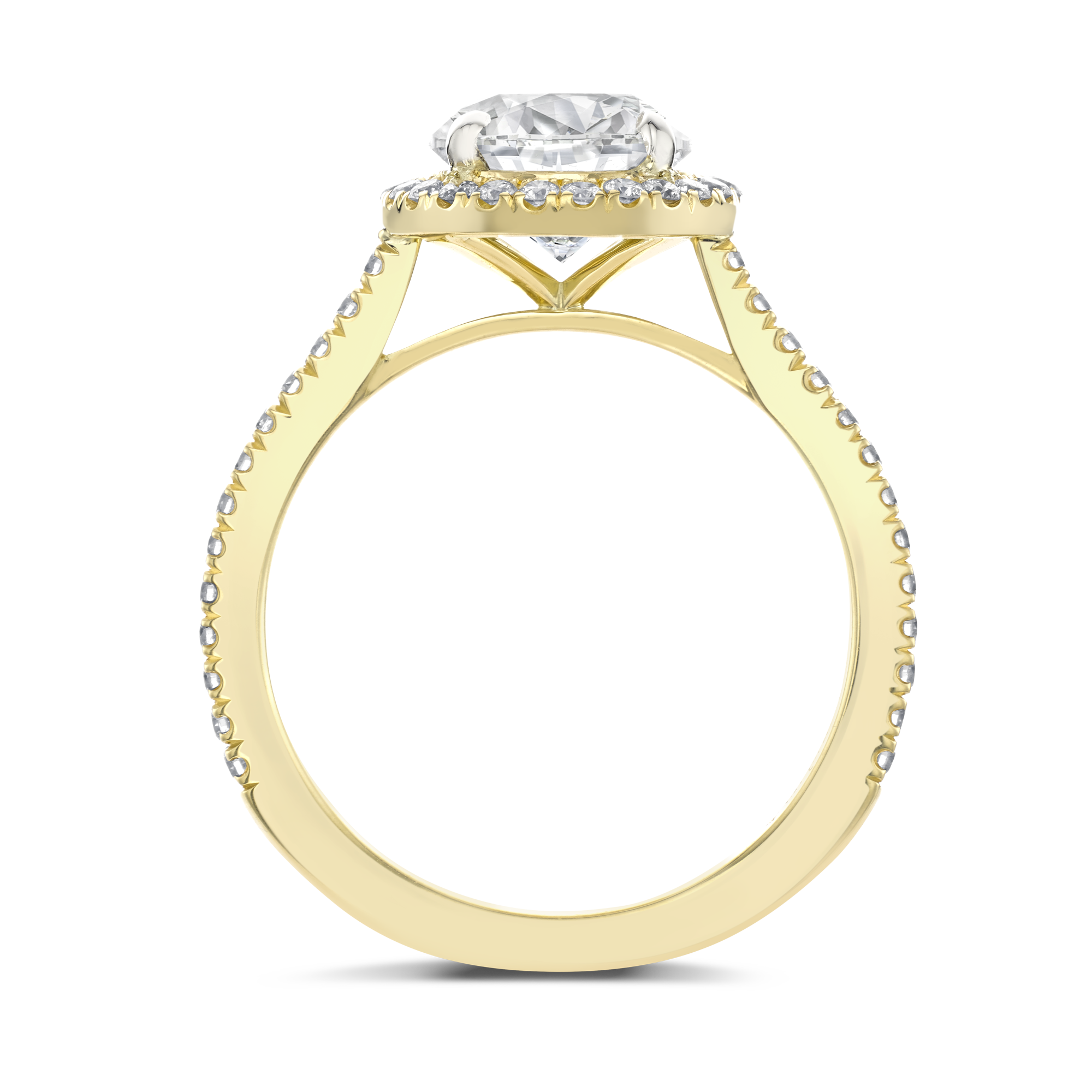 Diamond Cluster ring with Diamond set Halo surround and Shoulders Brilliant Cut, Four Claw Set_3