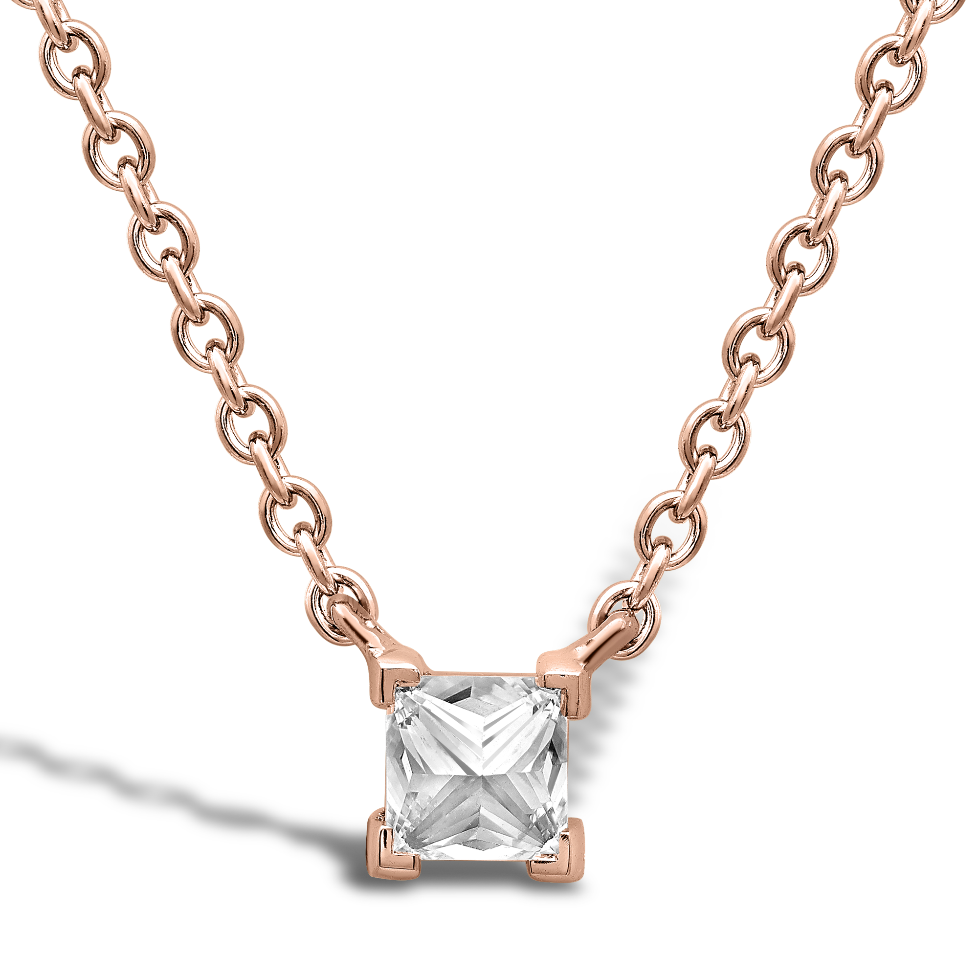 RockChic Diamond Solitaire Necklace Princess Cut, Claw Set_1