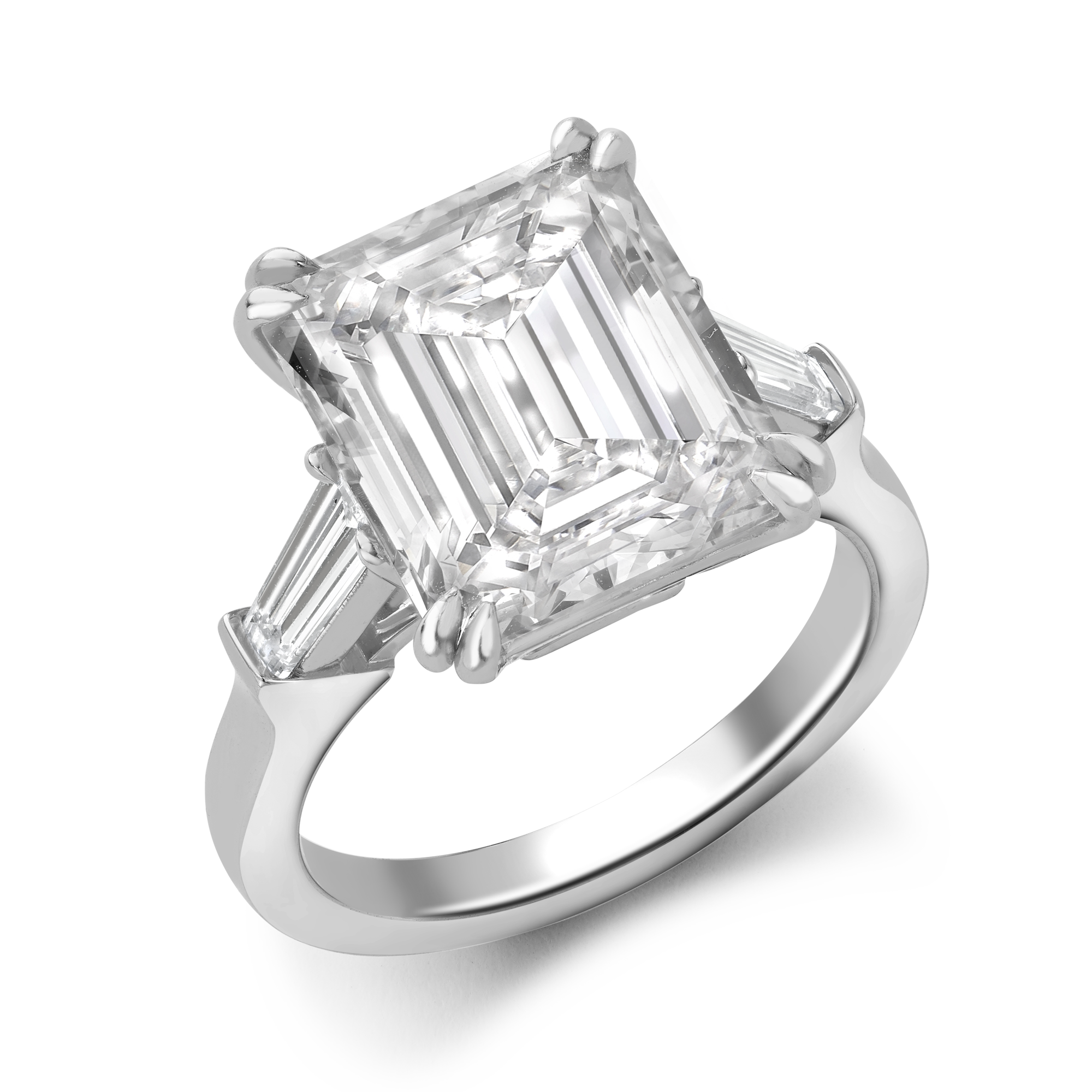 Emerald Cut Diamond Solitaire Ring Emerald Cut, Four Claw Set_1