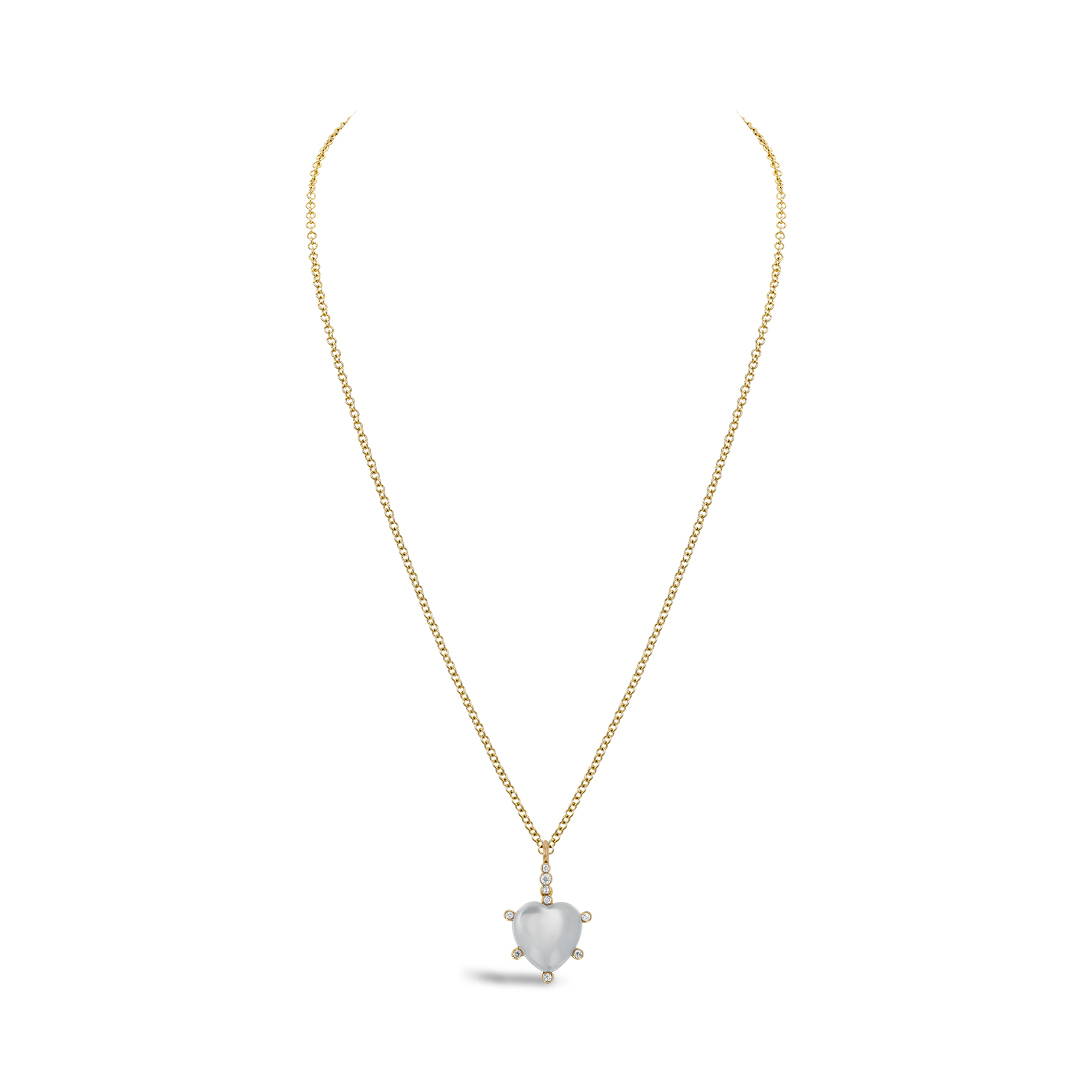 Heart Shaped Moonstone and Diamond Pendant Heart Shape, Rubover Set_3