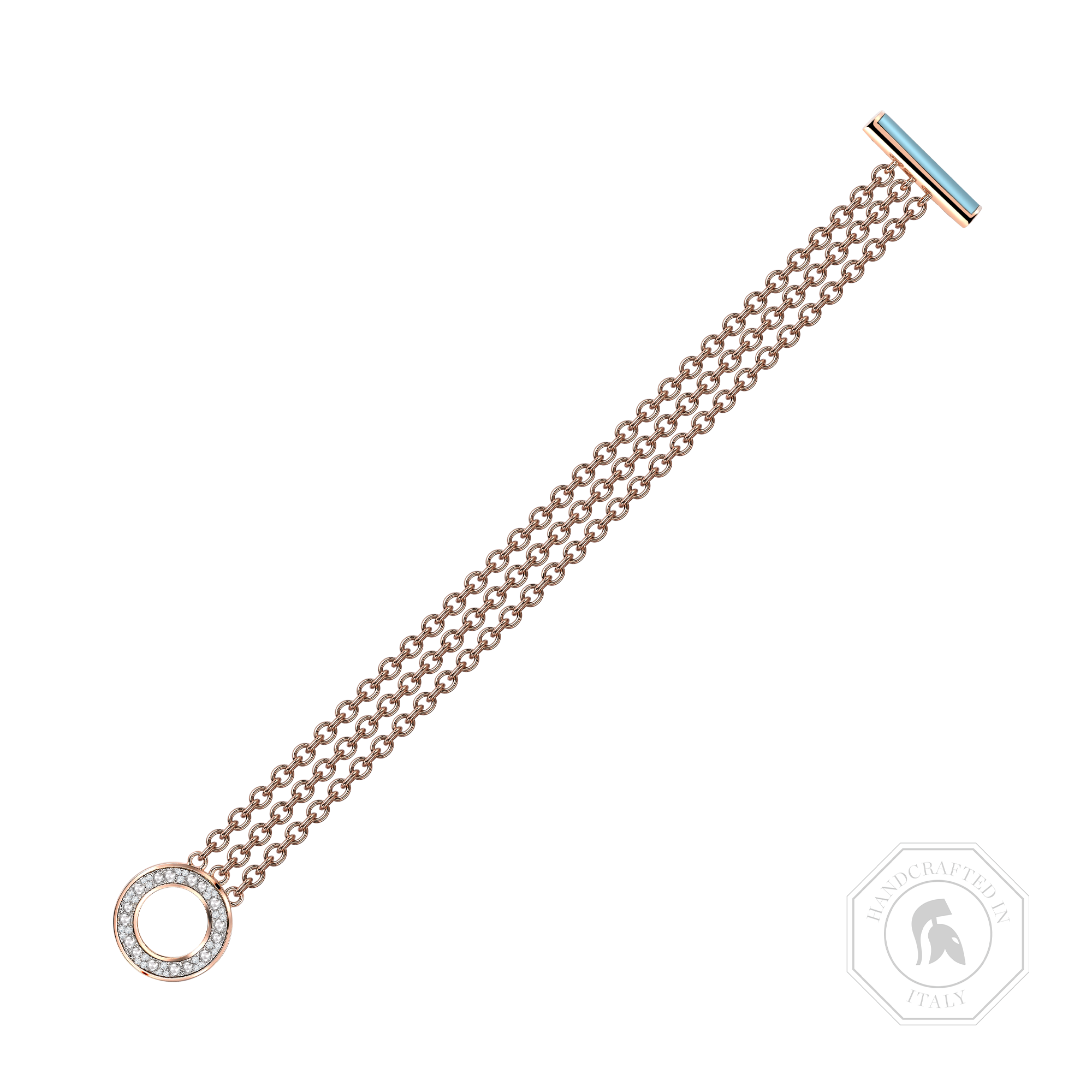 Turquoise and Brilliant Cut Diamond Chain Bracelet Brilliant Cut, Pave Set_1