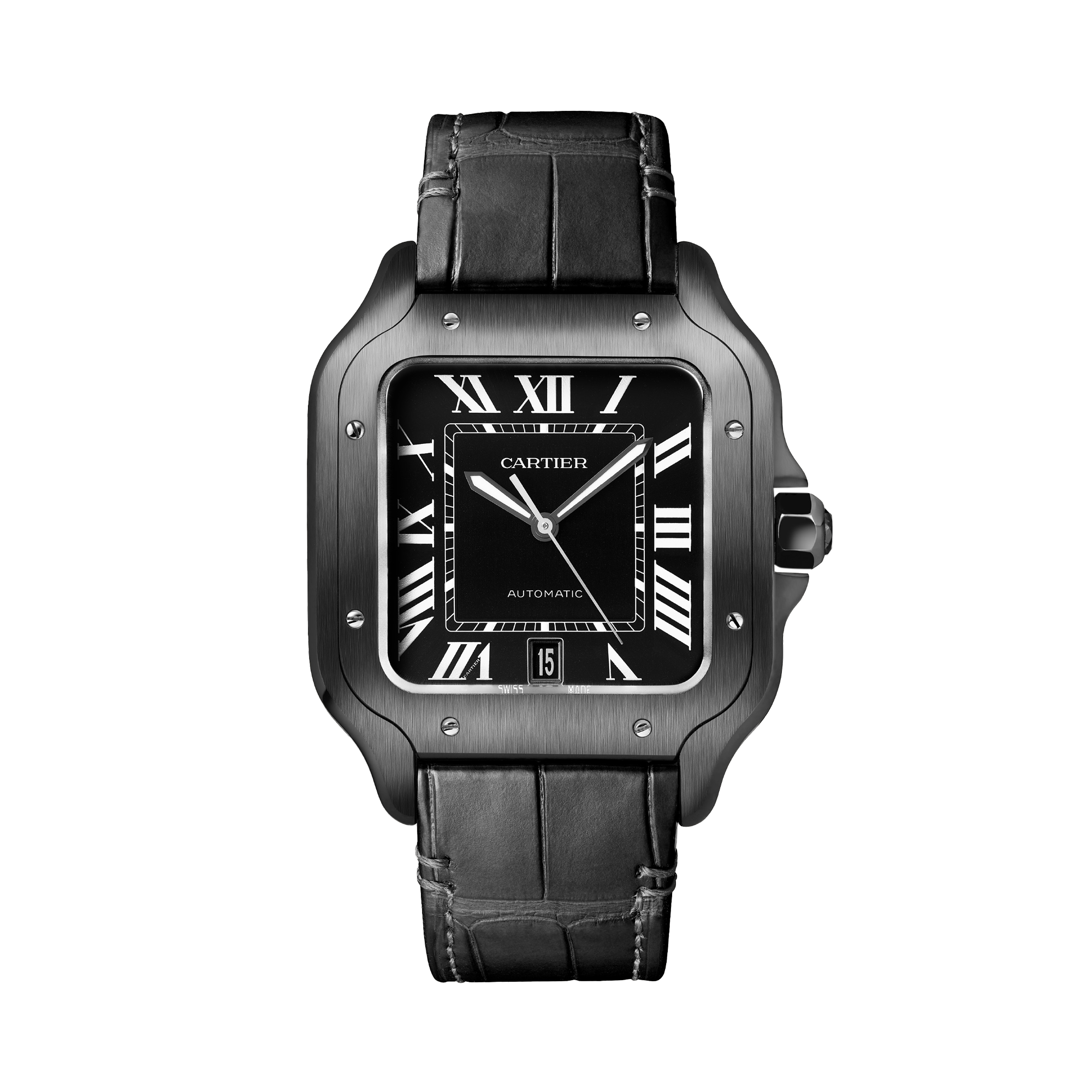 Cartier Santos de Cartier 39.8mm, Black Dial, Roman Numerals_2