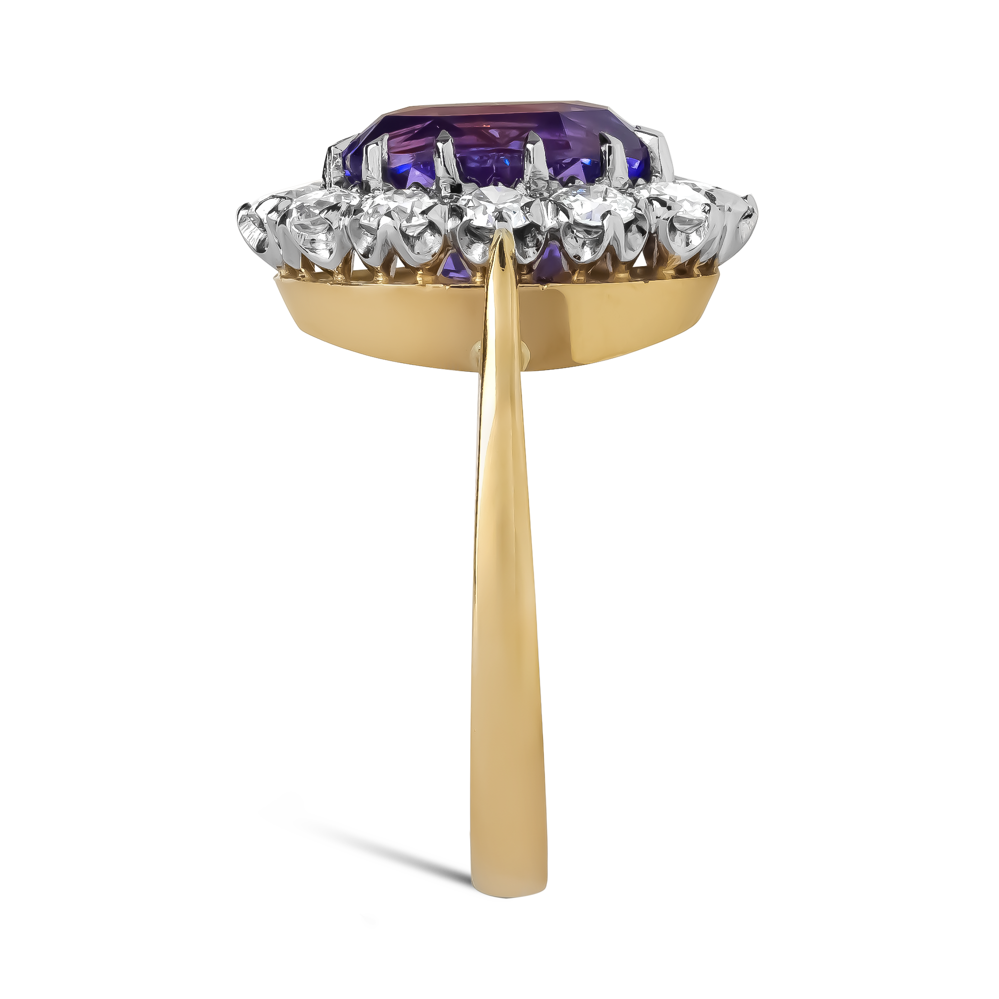 Oval Cut 4.22ct Madagascan Sapphire and Diamond Cluster Ring Oval Cut, Claw Set_4