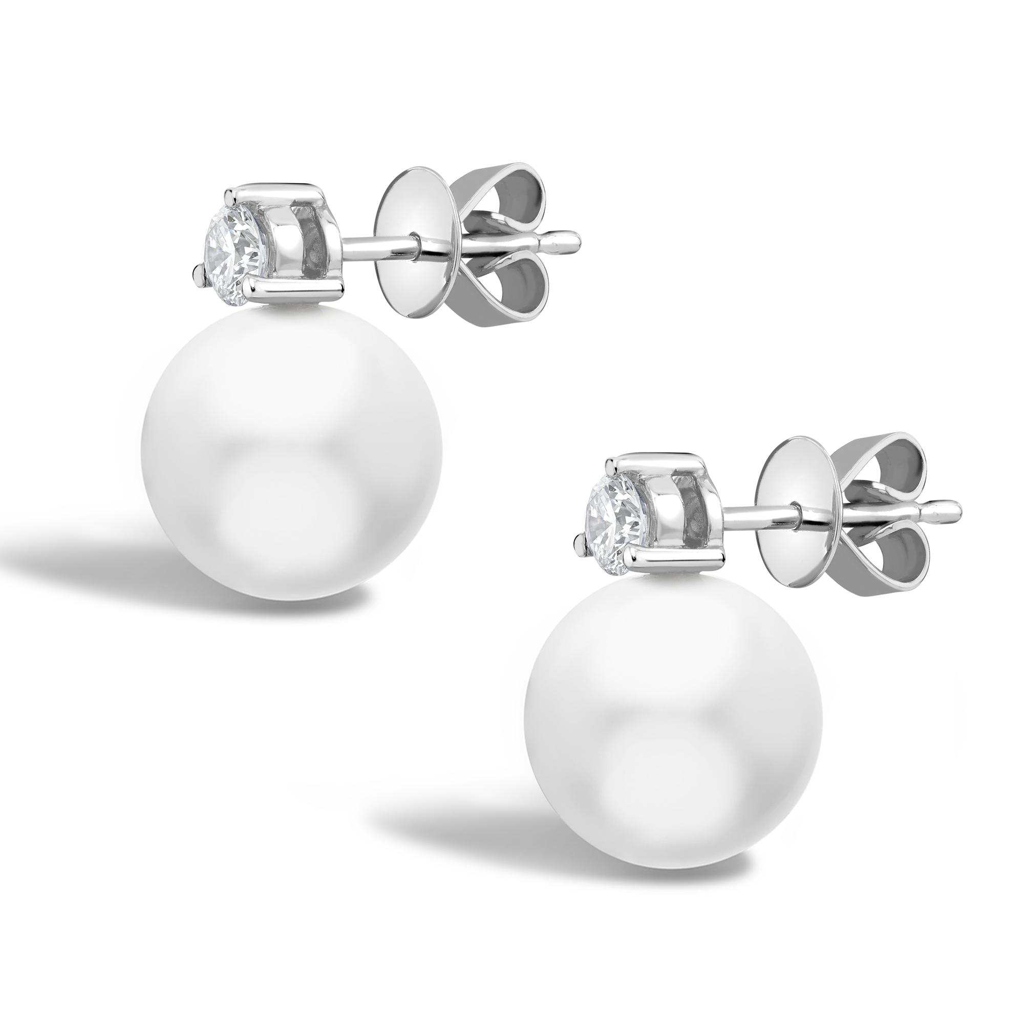 South Sea Pearl Earrings Stud Earrings with 0.70ct Diamonds_2