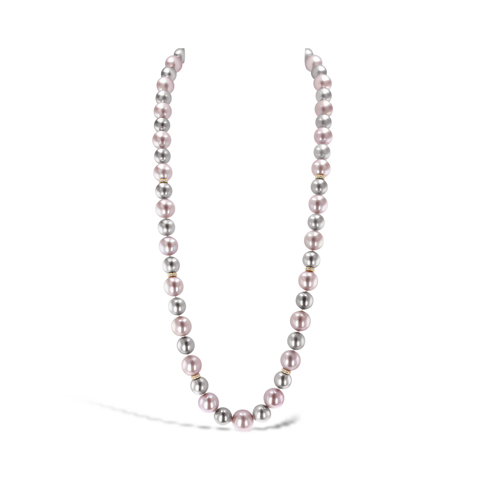 Tahitian Black and Pink Freshwater Pearl Necklace 10.4mm - 14.4mm_1
