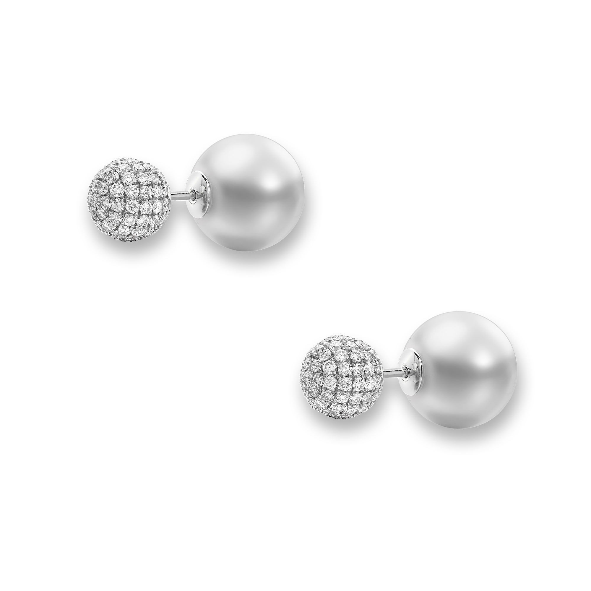 South Sea Pearl Earrings Stud Earrings with Brilliant Cut Diamonds_2