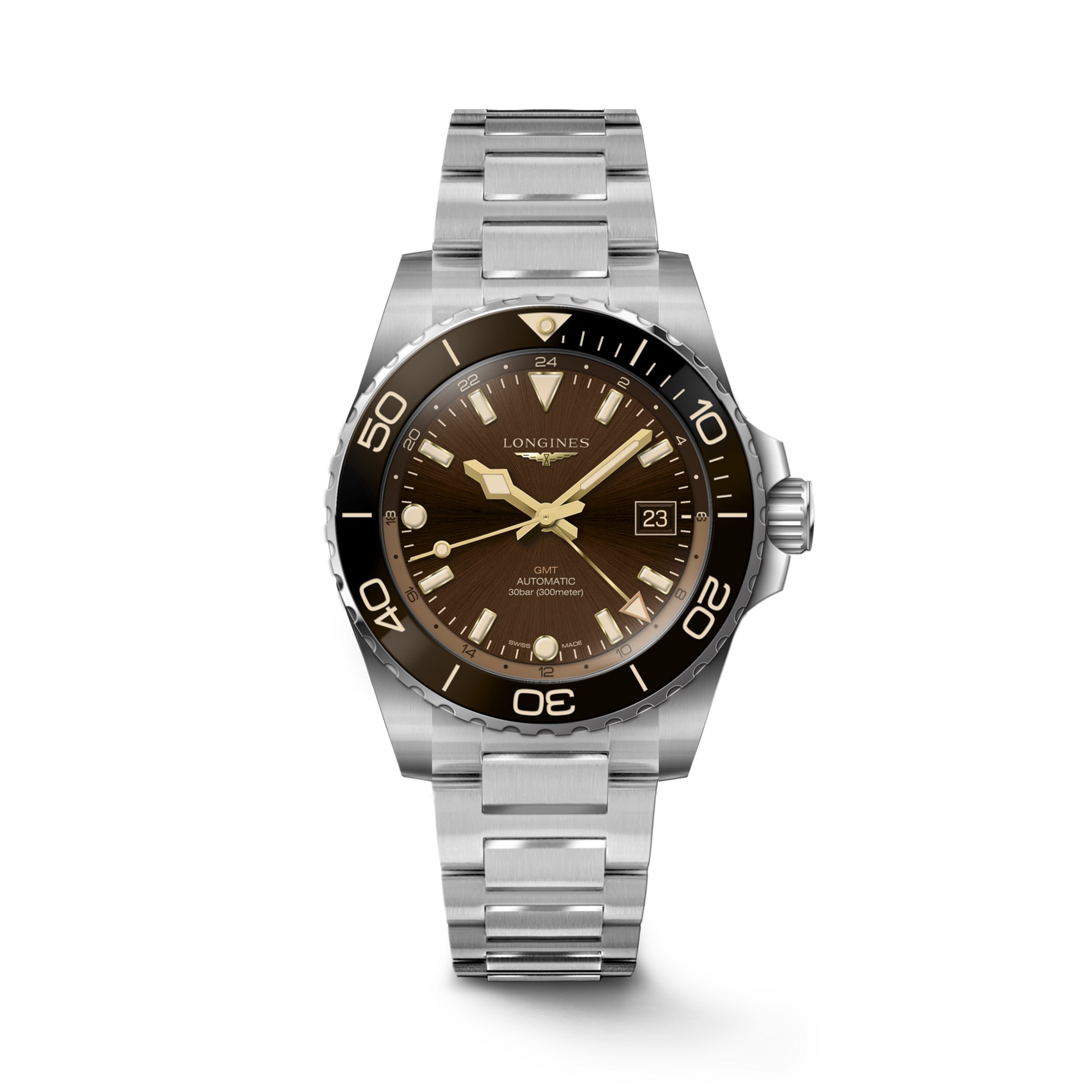Longines Hydroconquest GMT 41mm, Brown Dial, Baton Numerals_1