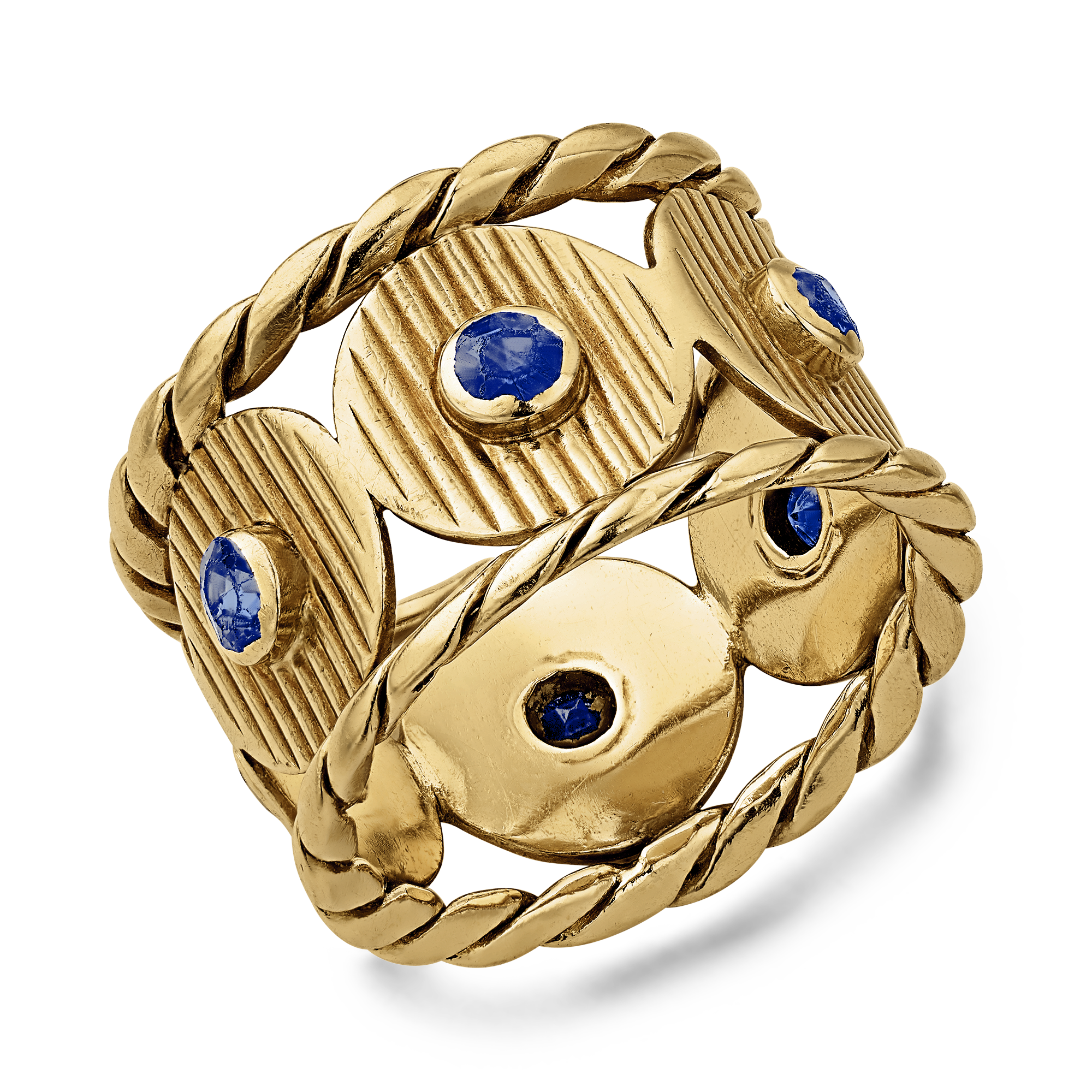 Boucheron vintage sapphire ring Brilliant Cut, Rubover Set_1