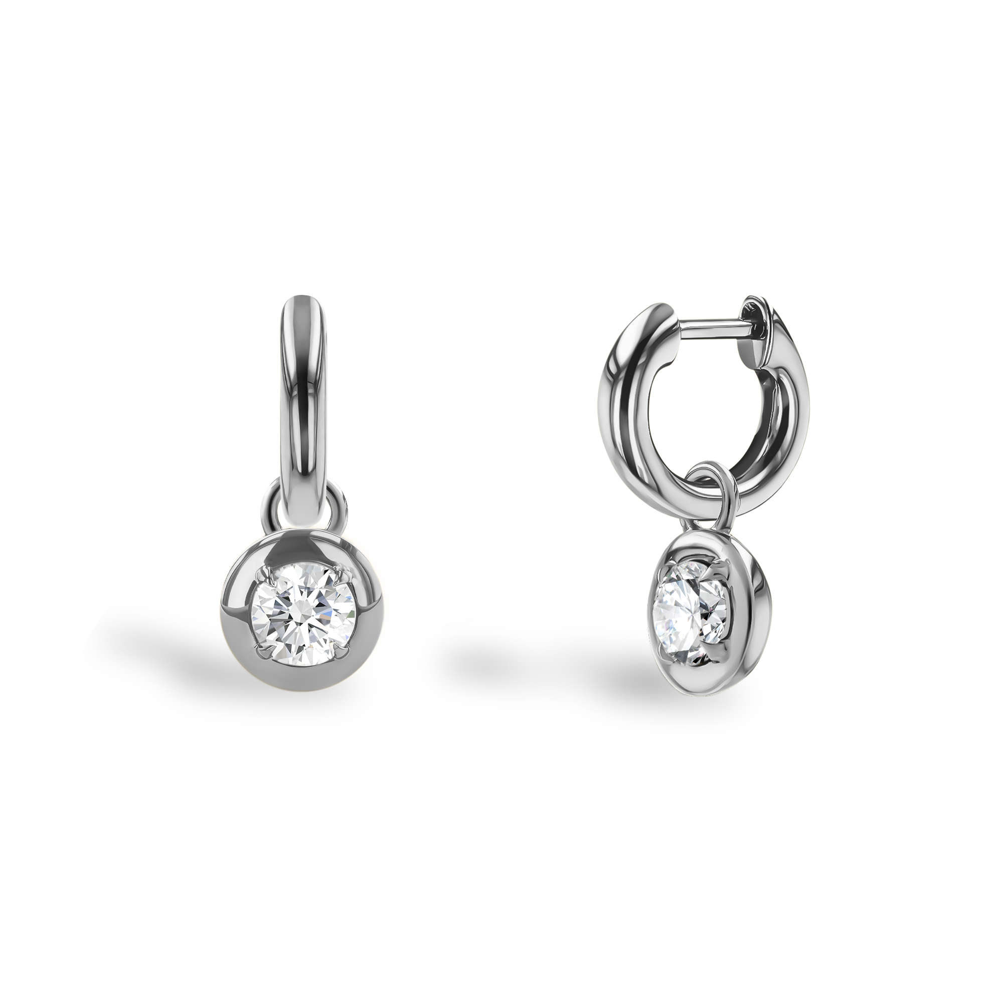 Skimming Stone 0.50ct Diamond Drop Hoop Earrings Brilliant cut, Claw set_1