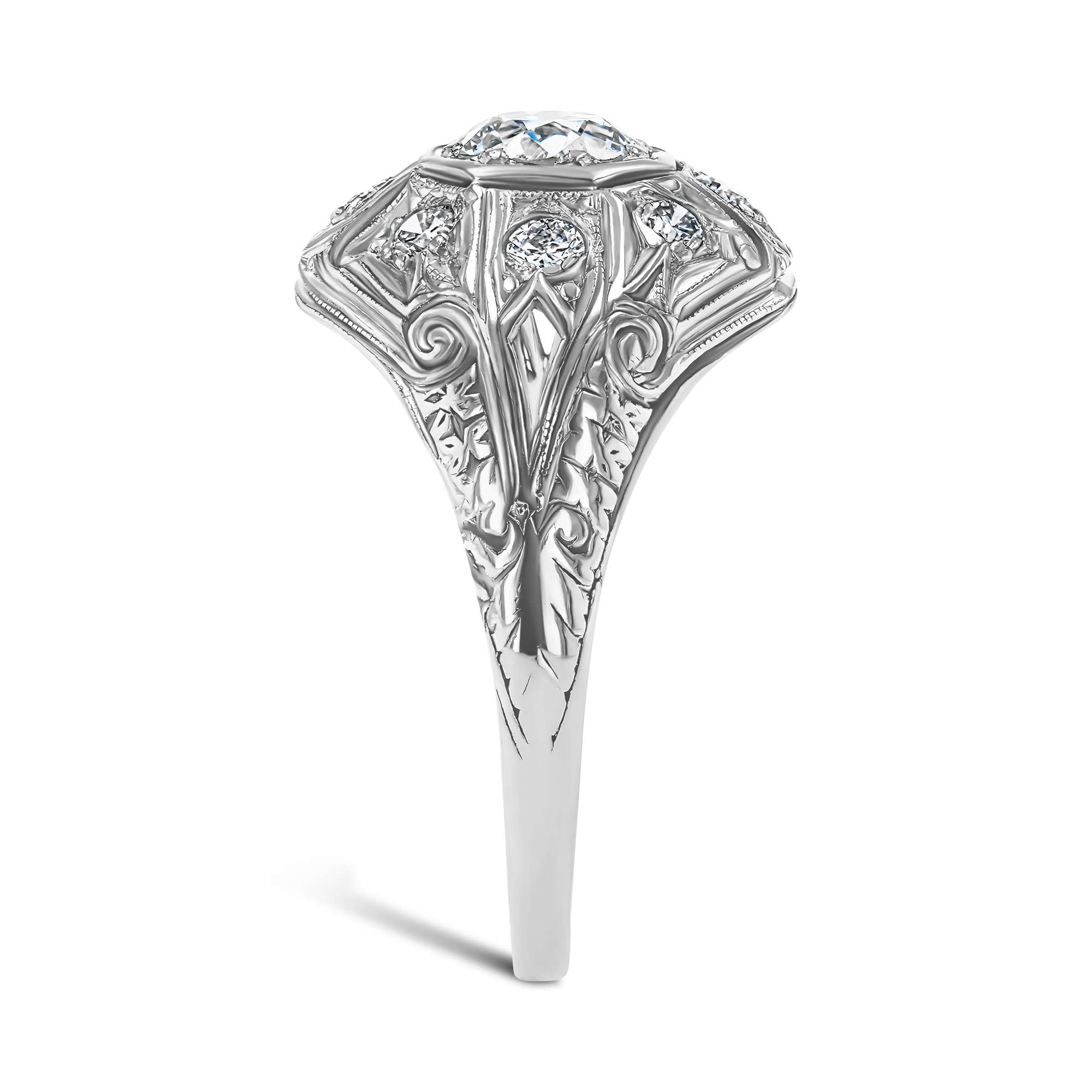 Old European Cut Diamond Cluster Ring Old European Cut, Claw Set_4